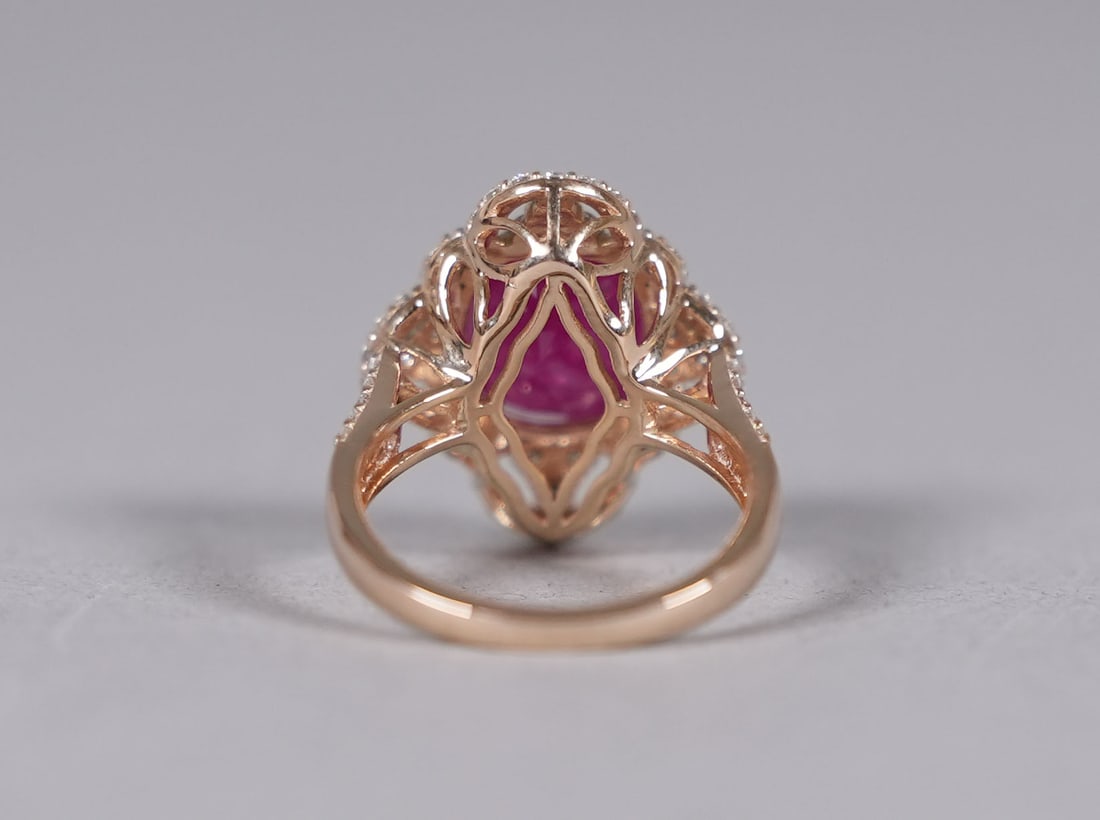 Platinum Burmese ruby and diaomond ring GIA cert - 4