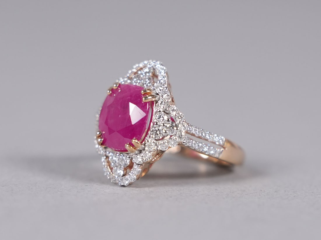Platinum Burmese ruby and diaomond ring GIA cert - 5