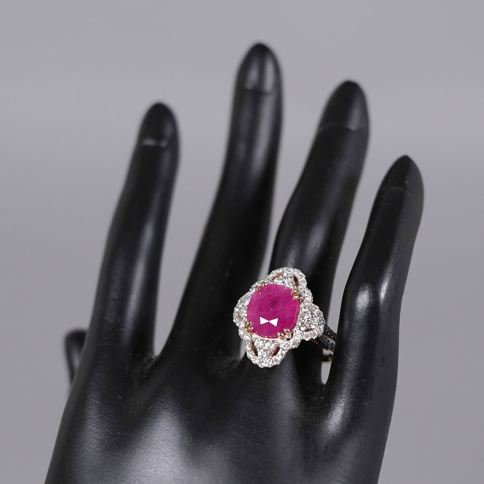 Platinum Burmese ruby and diaomond ring GIA cert - 6