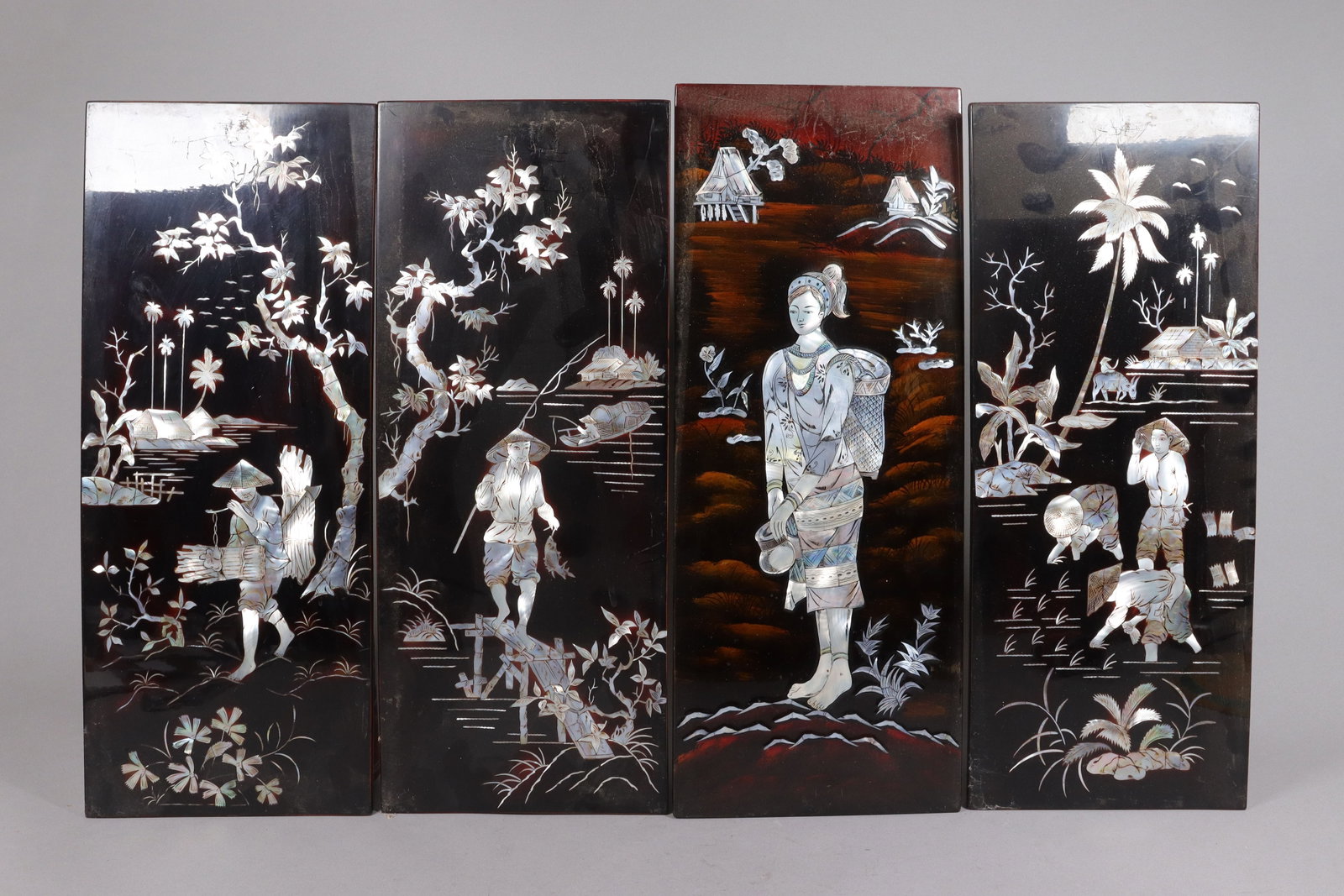 Chinese fine panels: Chinese fine panels. H: 19" x W: 7.6."