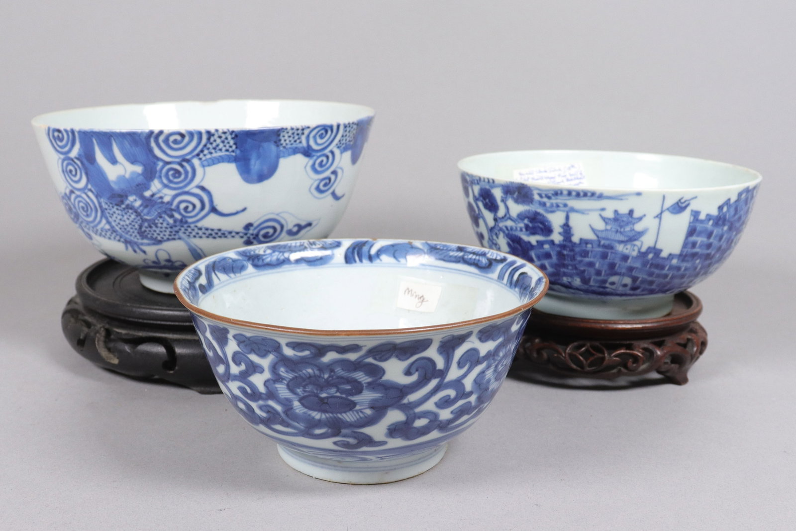 Lots Chinese antique bowls: Lots Chinese fine antique bowls, largest H: 3.5" x W: 7.1."
