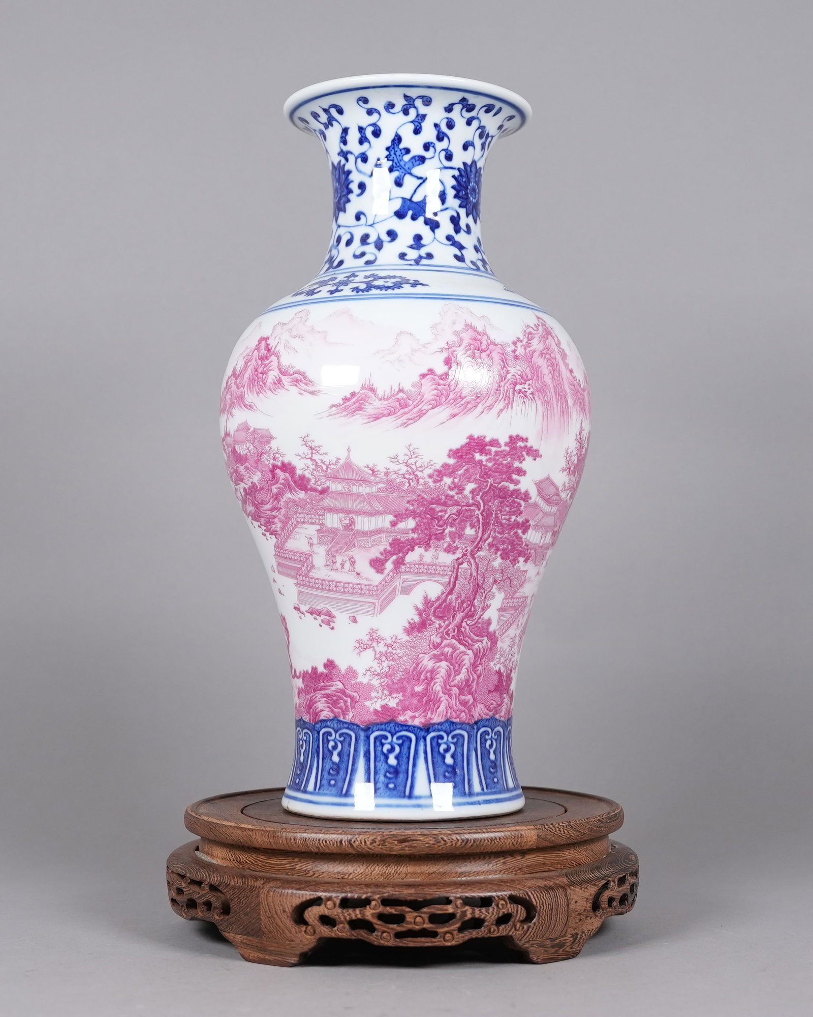 Chinese fine fancy vase: Chinese fine fancy vase. H: 13.6" x W: 8."