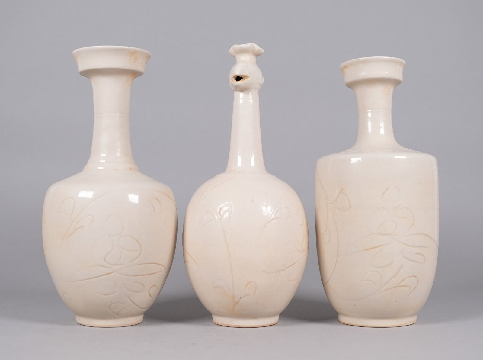 3 Chinese fine white vase: 3 Chinese fine white vase. H: 10.5" x W: 5."