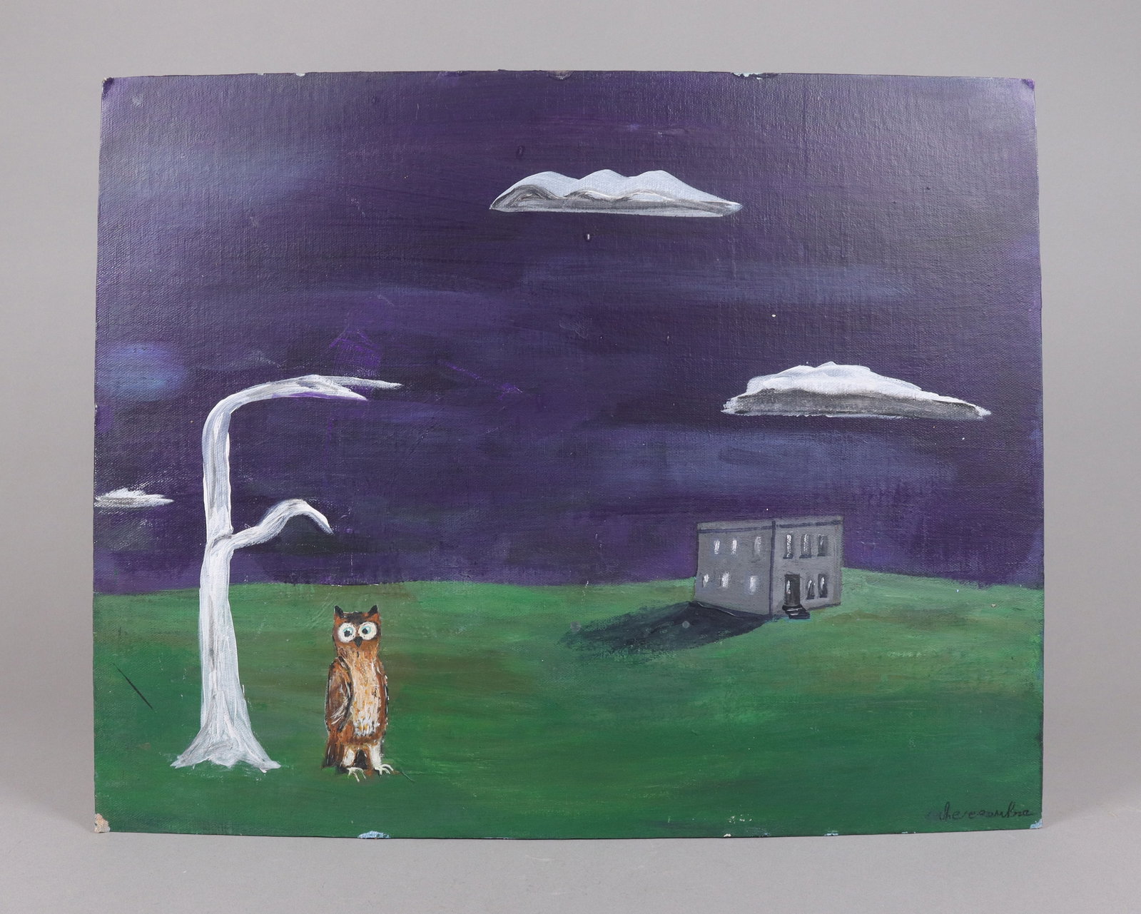 Gertrude Abercrombie oil on board painting estate: Gertrude Abercrombie oil on board painting, dated 1953, from a major estate. H: 16" x W: 20."