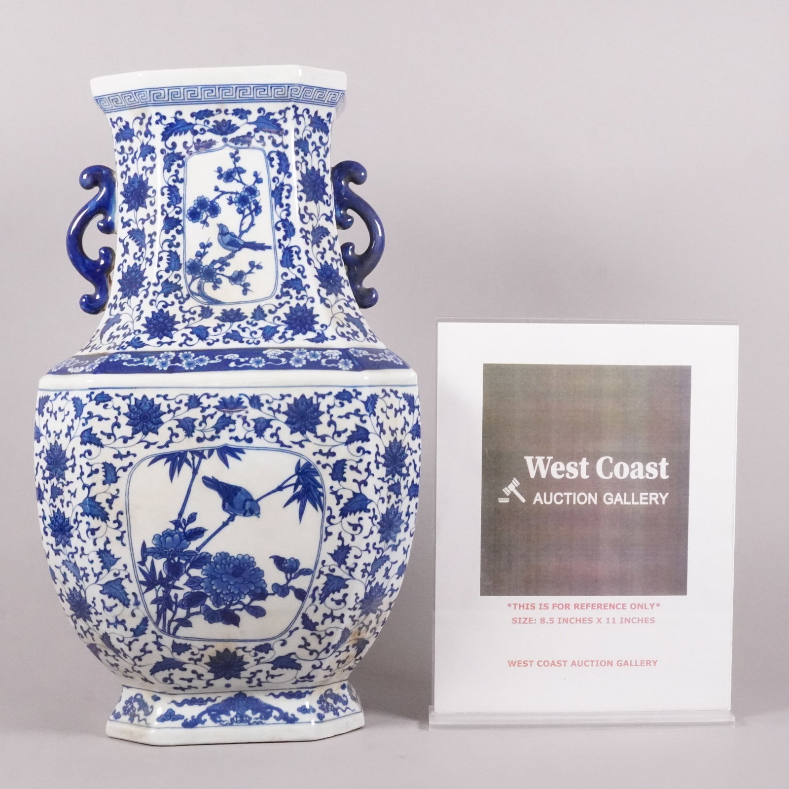 Chinese large handled b/w vase - 2