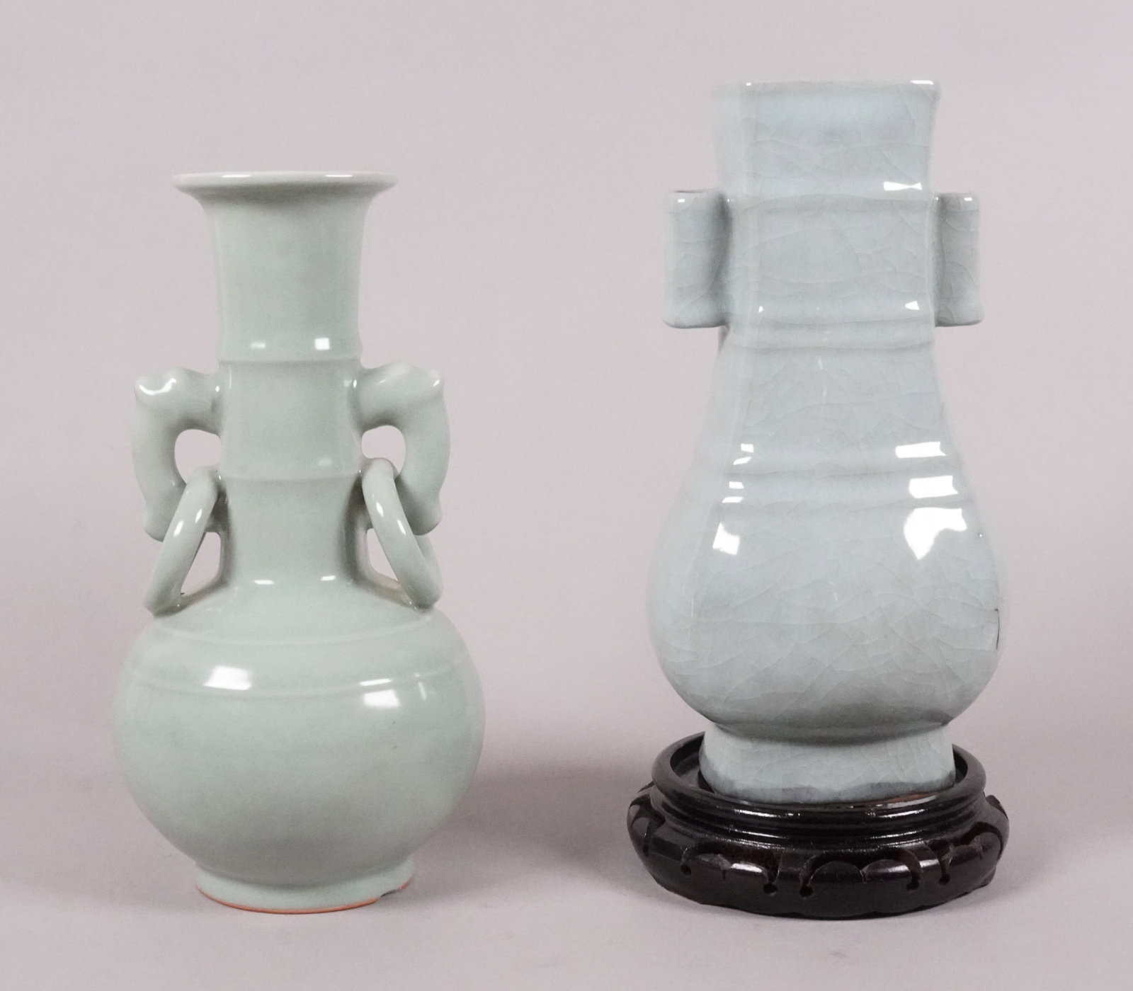 2 Chinese fine crackled vase: 2 Chinese fine crackled vase, largest H: 9.25" x W: 5."