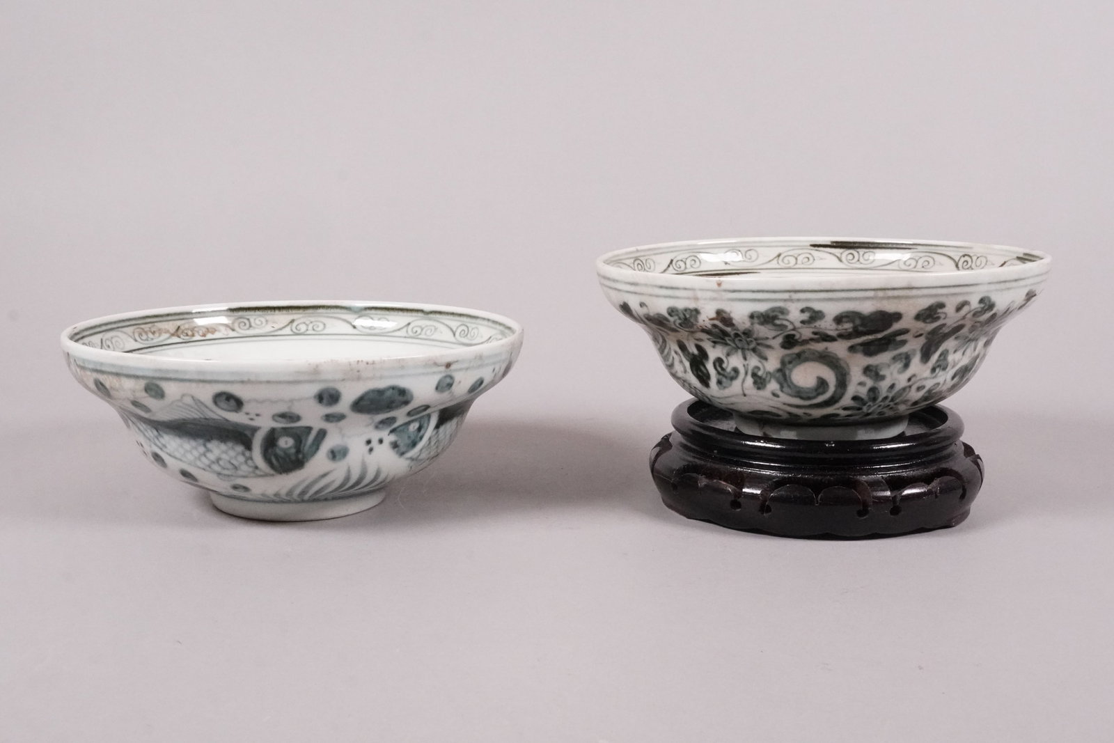 2 Chinese fine bowls: 2 Chinese fine bowls, largest H: 2.75" x W: 7."