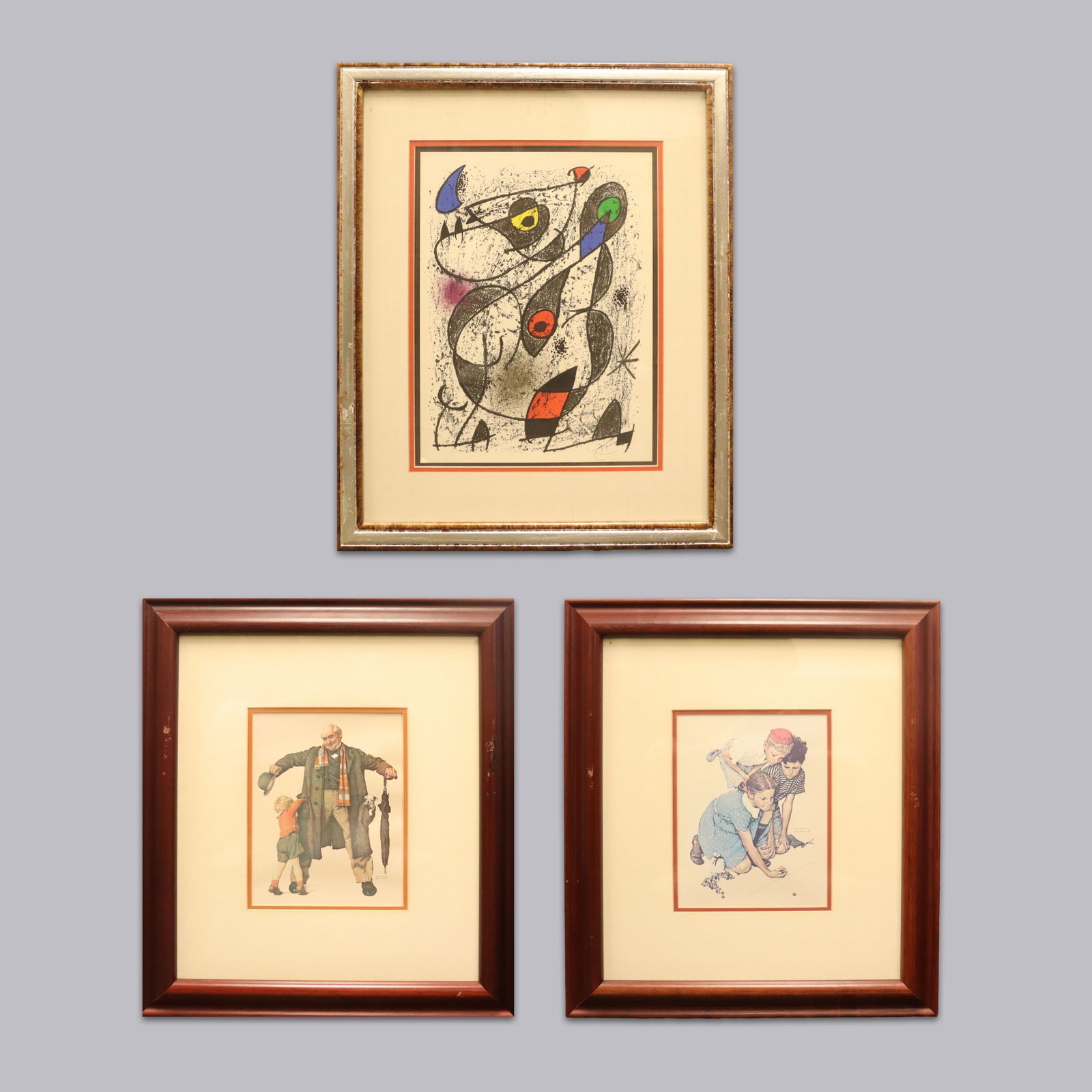 Lots vintage origianal lithograph signed: Lots vintage original signed lithograph. Largest H: 19" x W: 17."