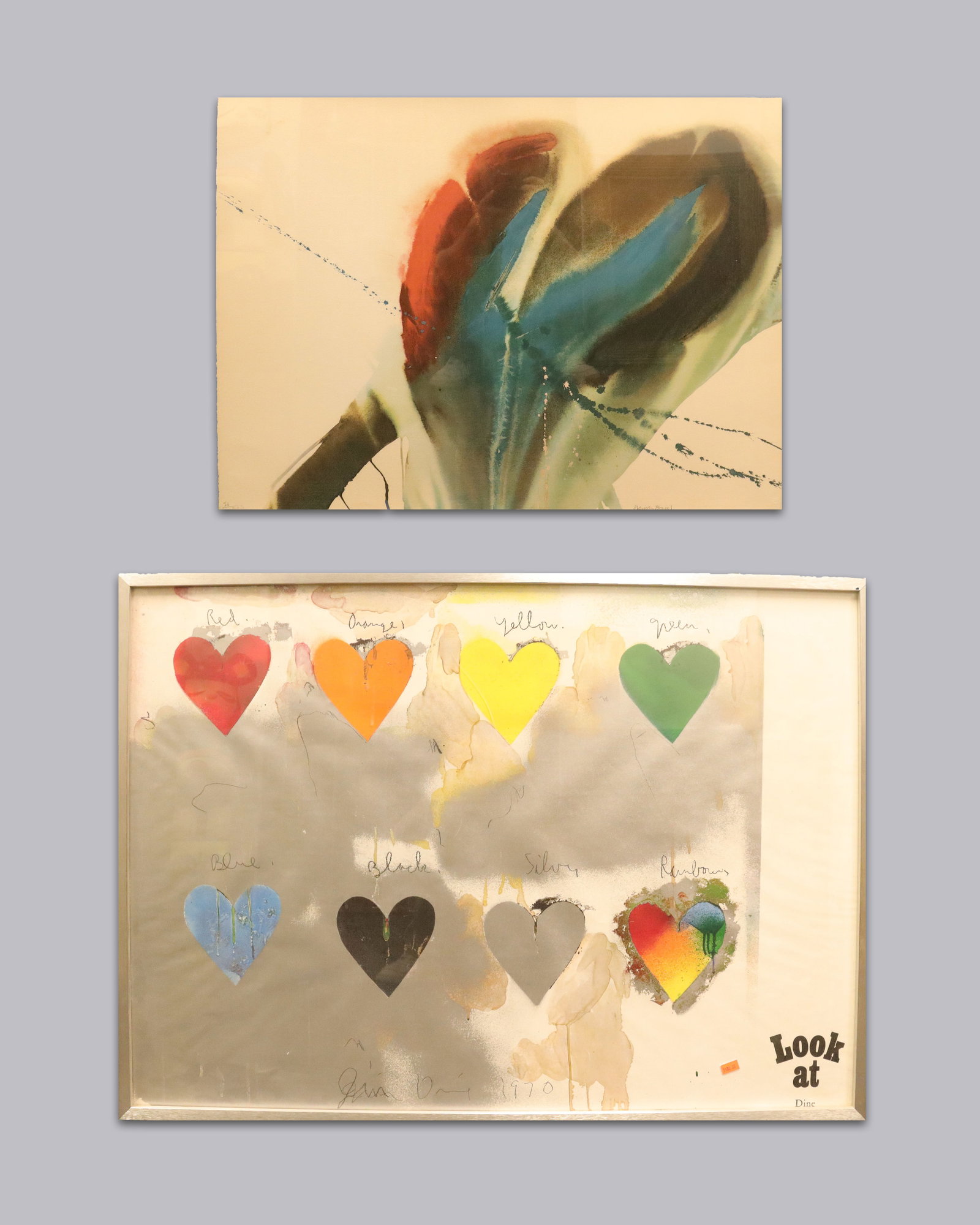 Lots vintage signed art estate: Lots vintage signed art, from an estate. Largest H: 29" x W: 36."