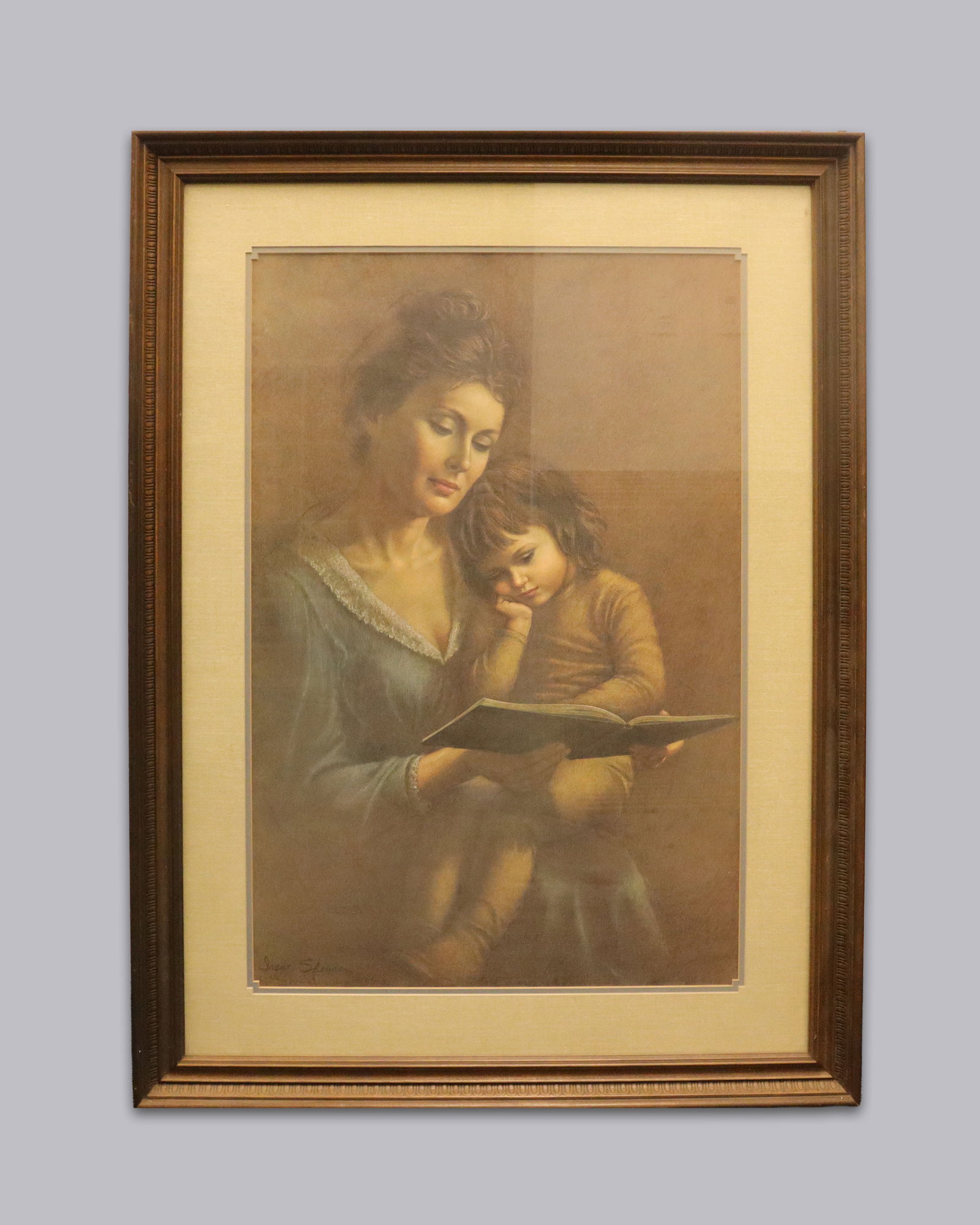 A large framed art: A large framed art. H: 40" x W: 29.25."