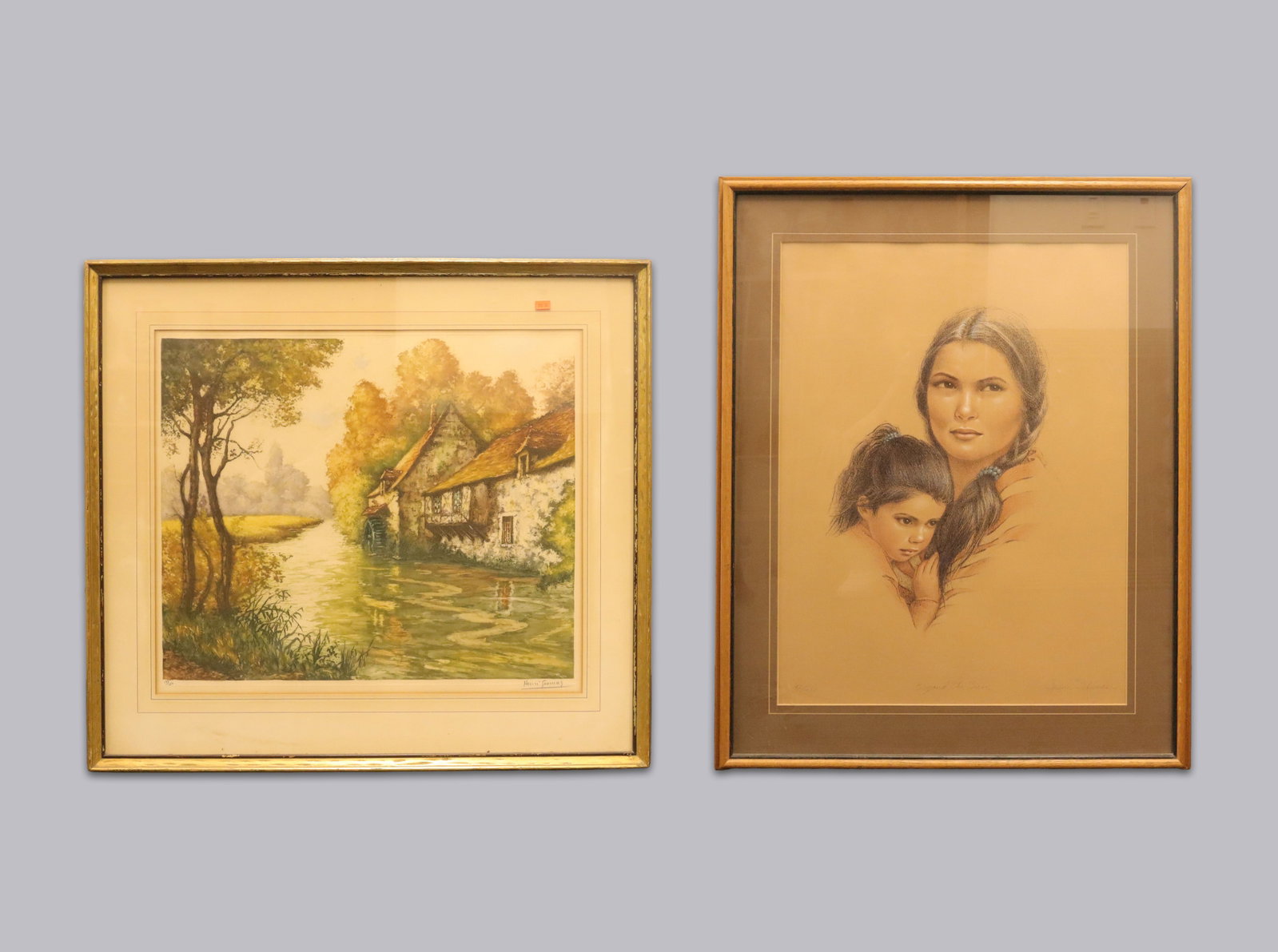 2 vintage framed art signed: 2 vintage framed art signed. Largest H: 30" x W: 24."