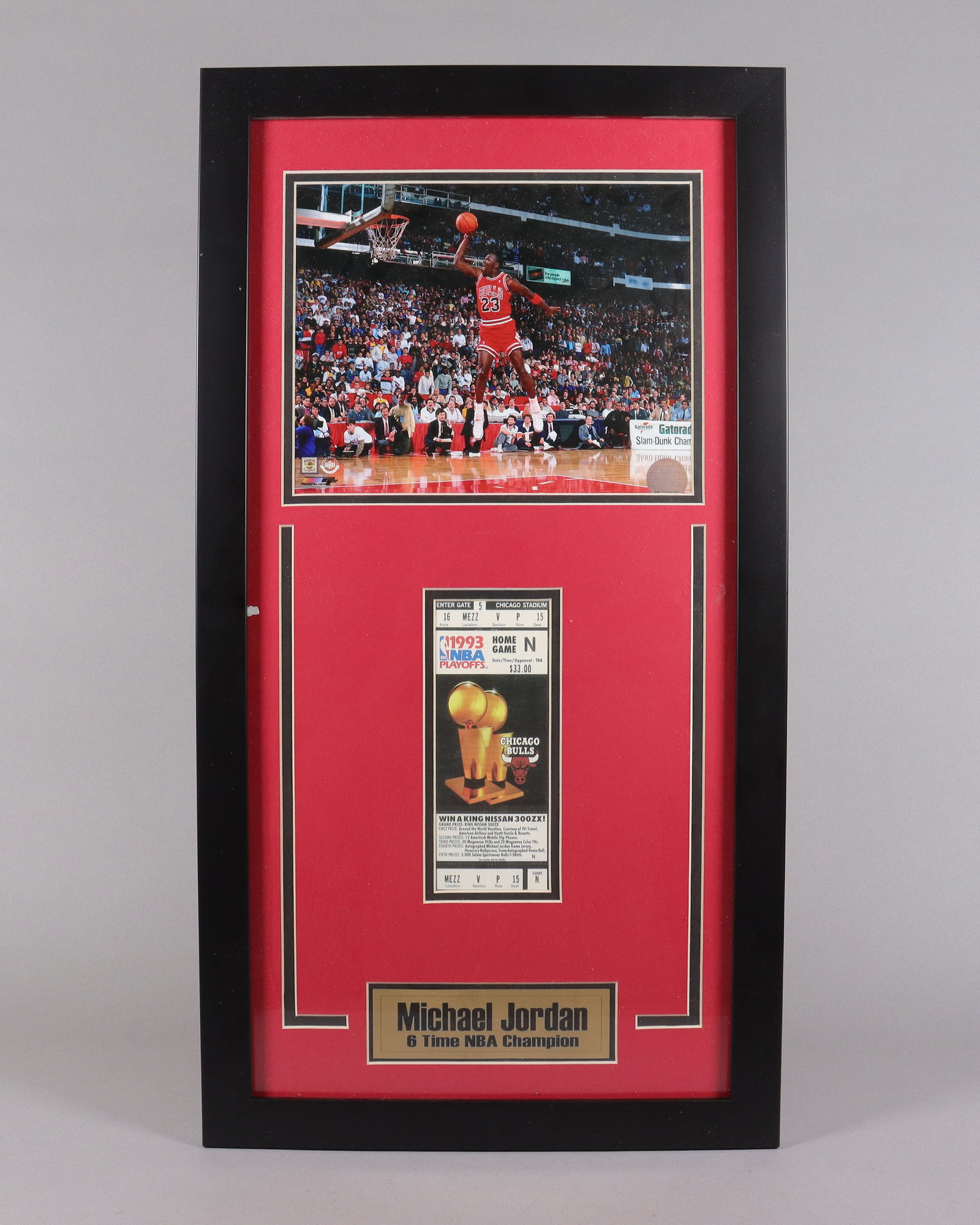 Michael Jordan framed photo and ticket: Michael Jordan framed photo and ticket. All sales are final, no return.
