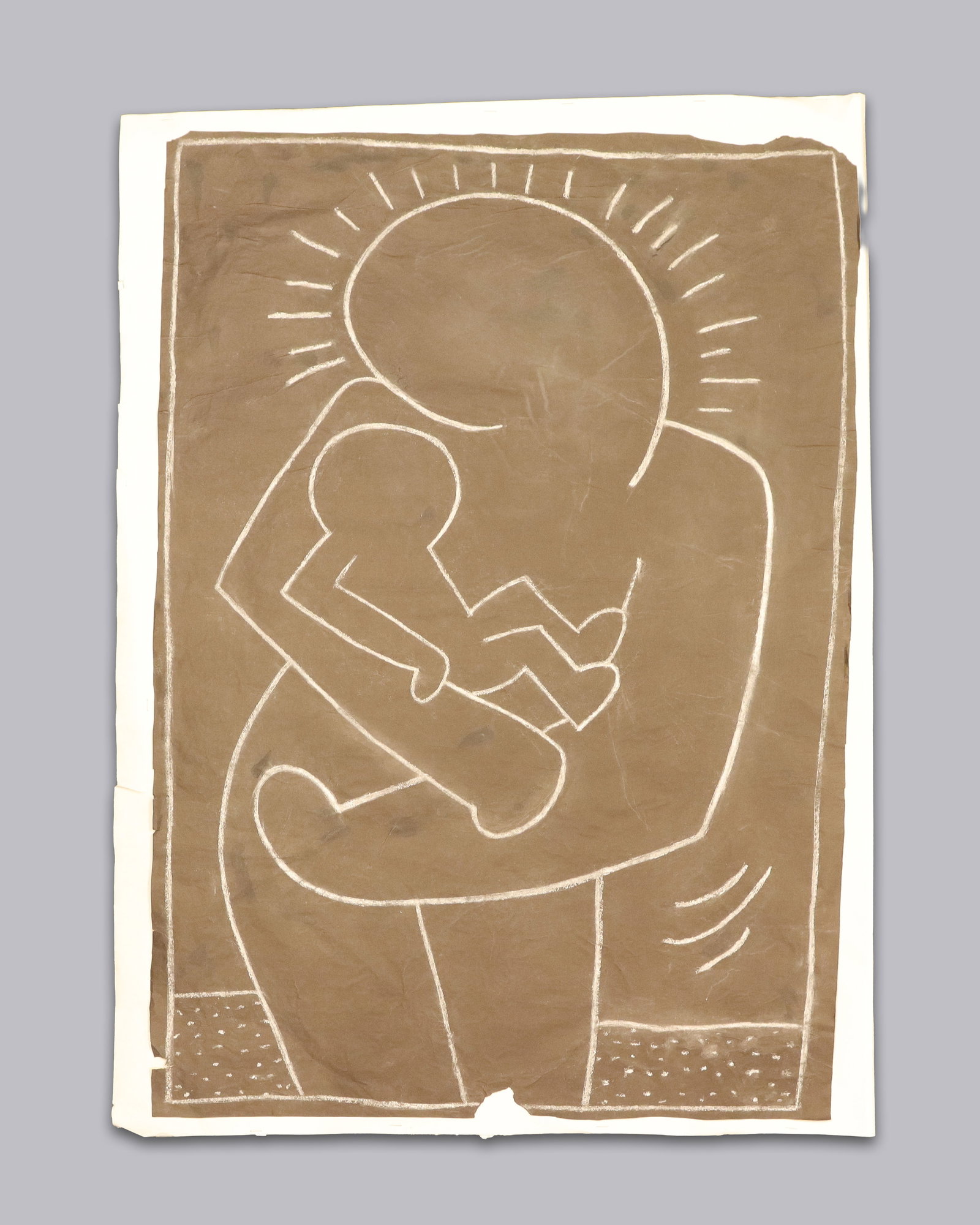 A large Keith Haring chalk art: A large Keith Haring chalk art.