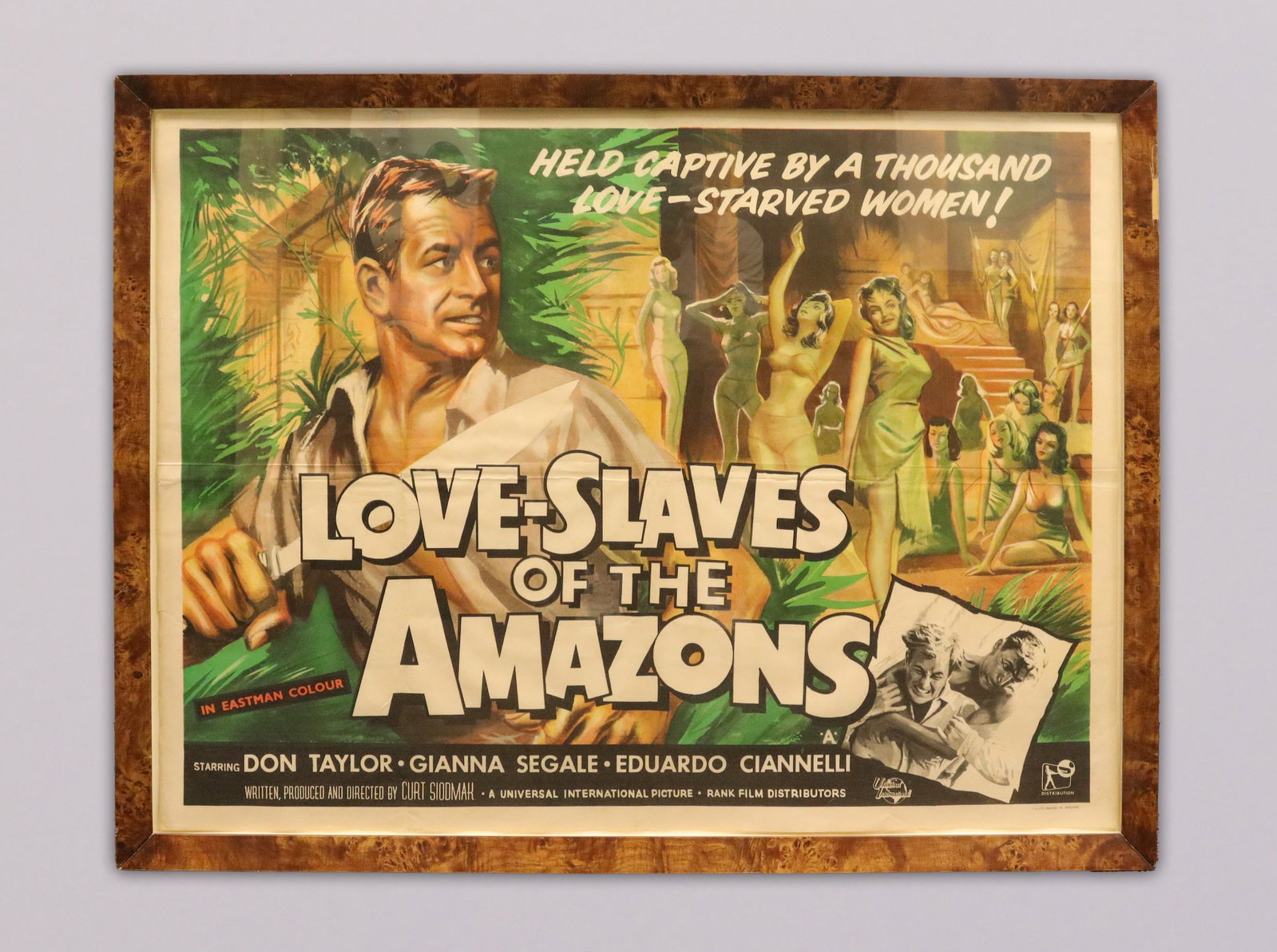 A large vintage movie poster framed: A large vintage movie poster, framed. H: 33" x W: 43."