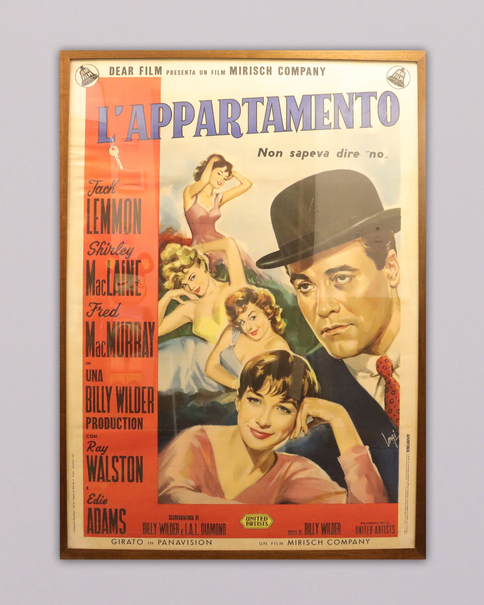 A large vintage movie poster framed: A large vintage movie poster framed. H: 58" x W: 42."