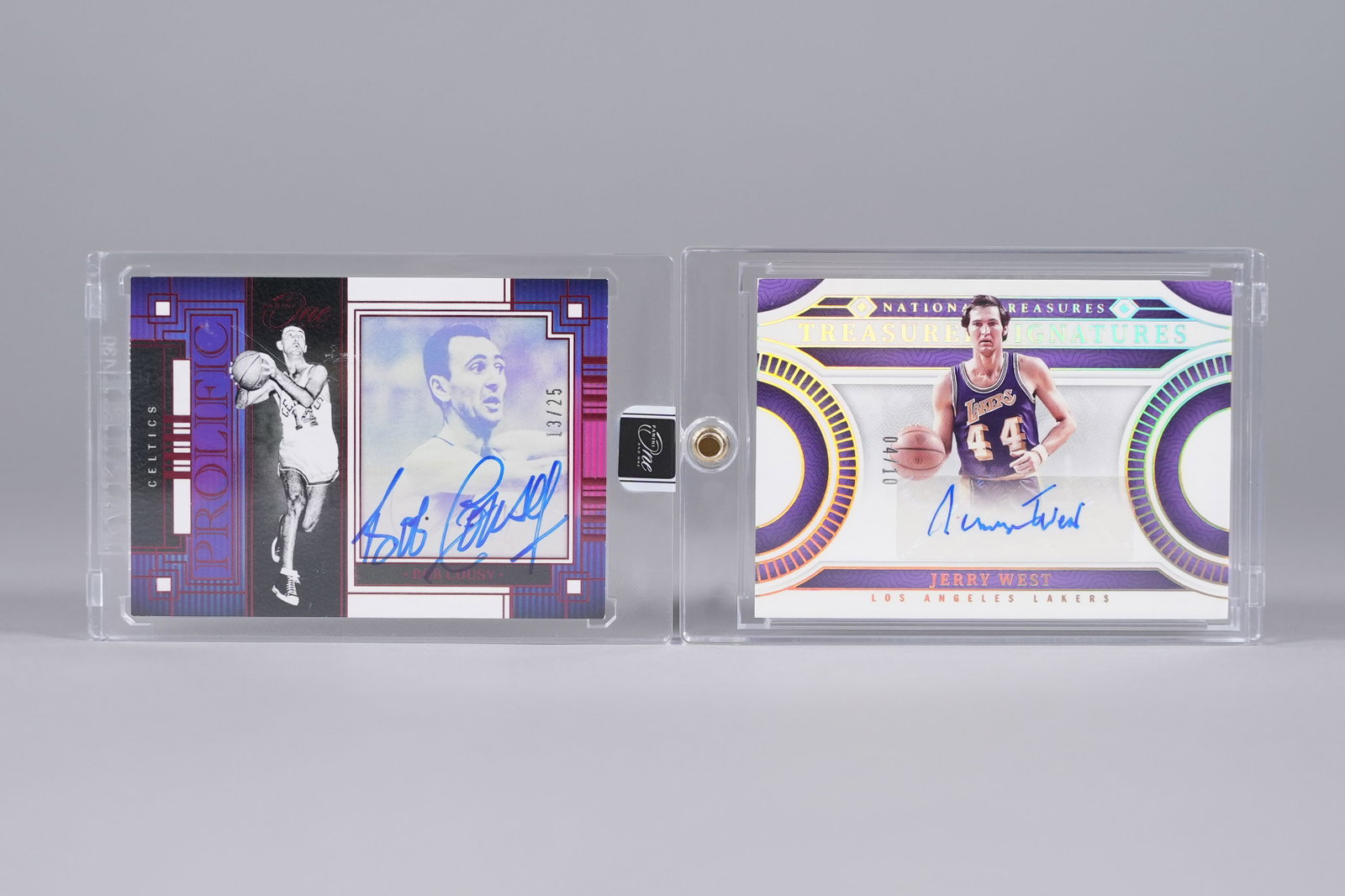 Jerry West auto card Bob Cousy auto card (1 of 6)