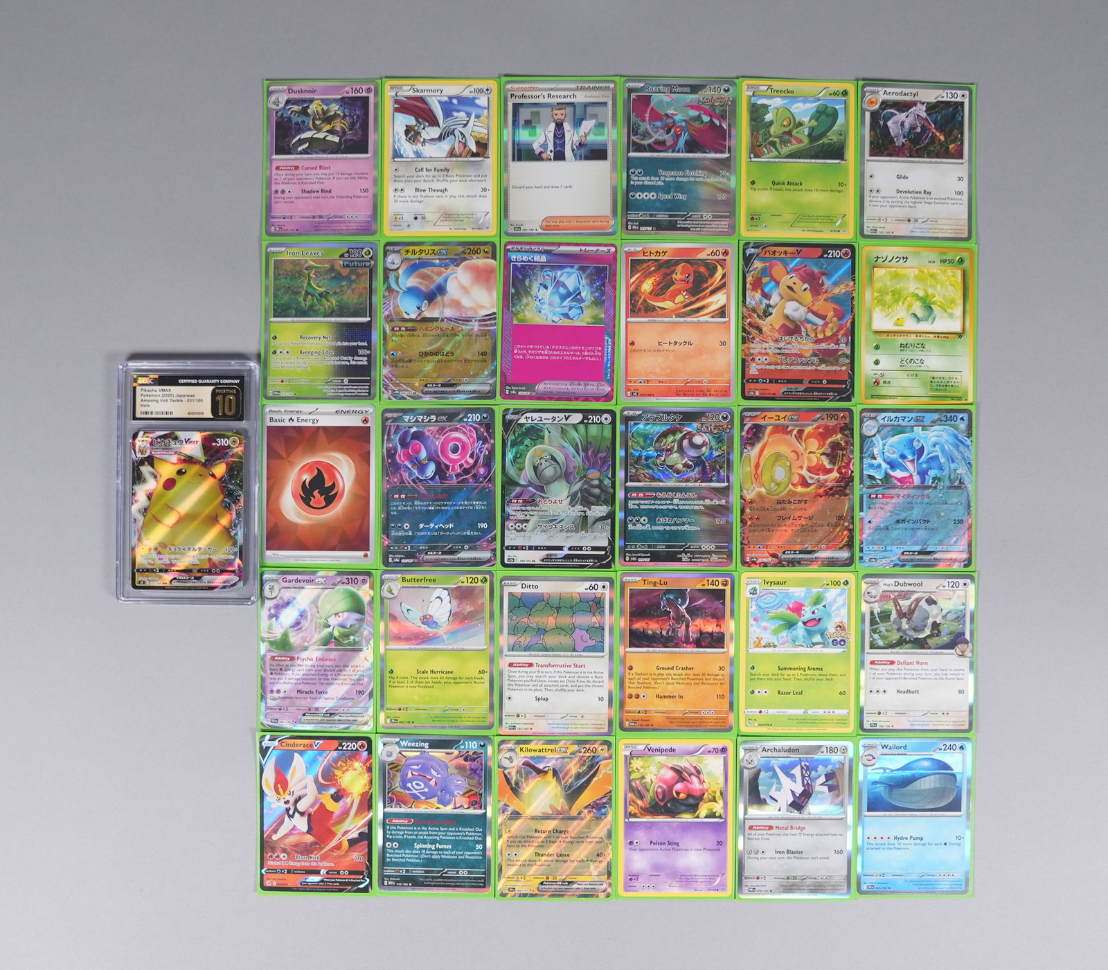 Lots Pokemon cards and one graded card: Lots Pokemon cards, and one graded Pokemon card.