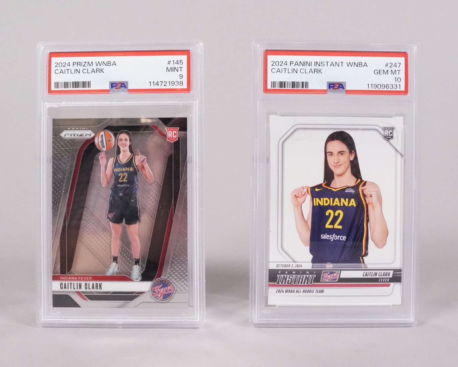 2 Caitlin Clark rookie card PSA: 2 Caitlin Clark rookie cards, PSA graded.