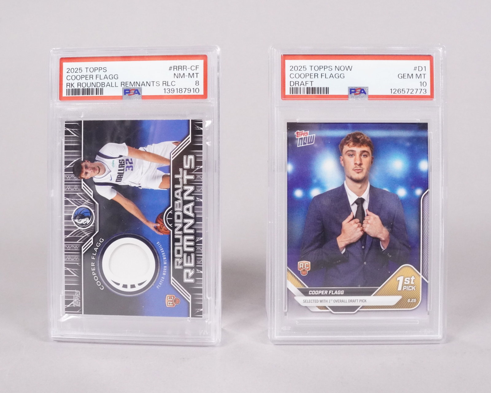 2 Cooper Flagg rookie card PSA: 2 Cooper Flagg rookie cards, PSA. One was relic PSA card.