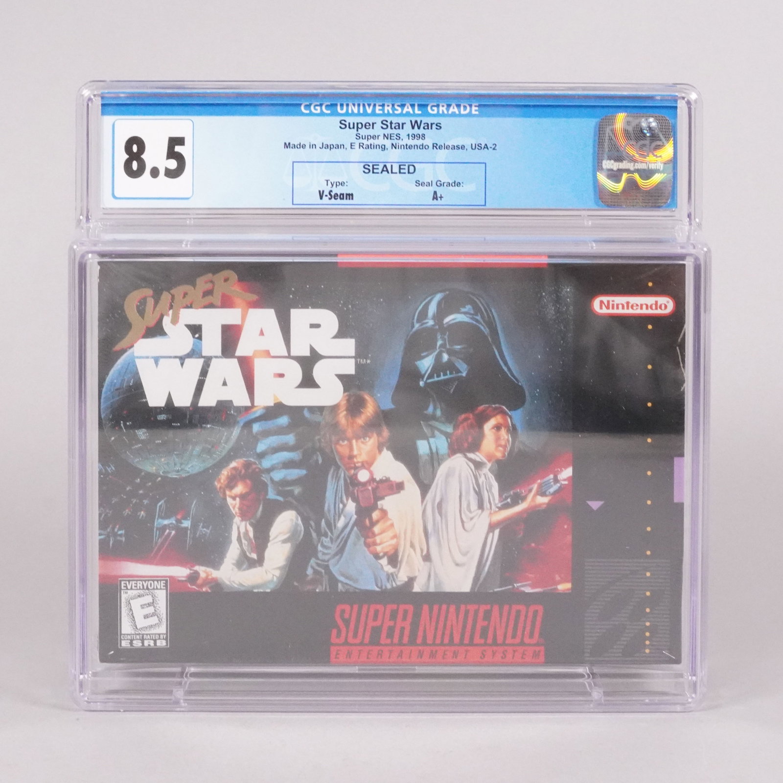 Star Wars Nintendo game 1998 CGC: Star Wars Nintendo game, dated 1998. CGC graded.