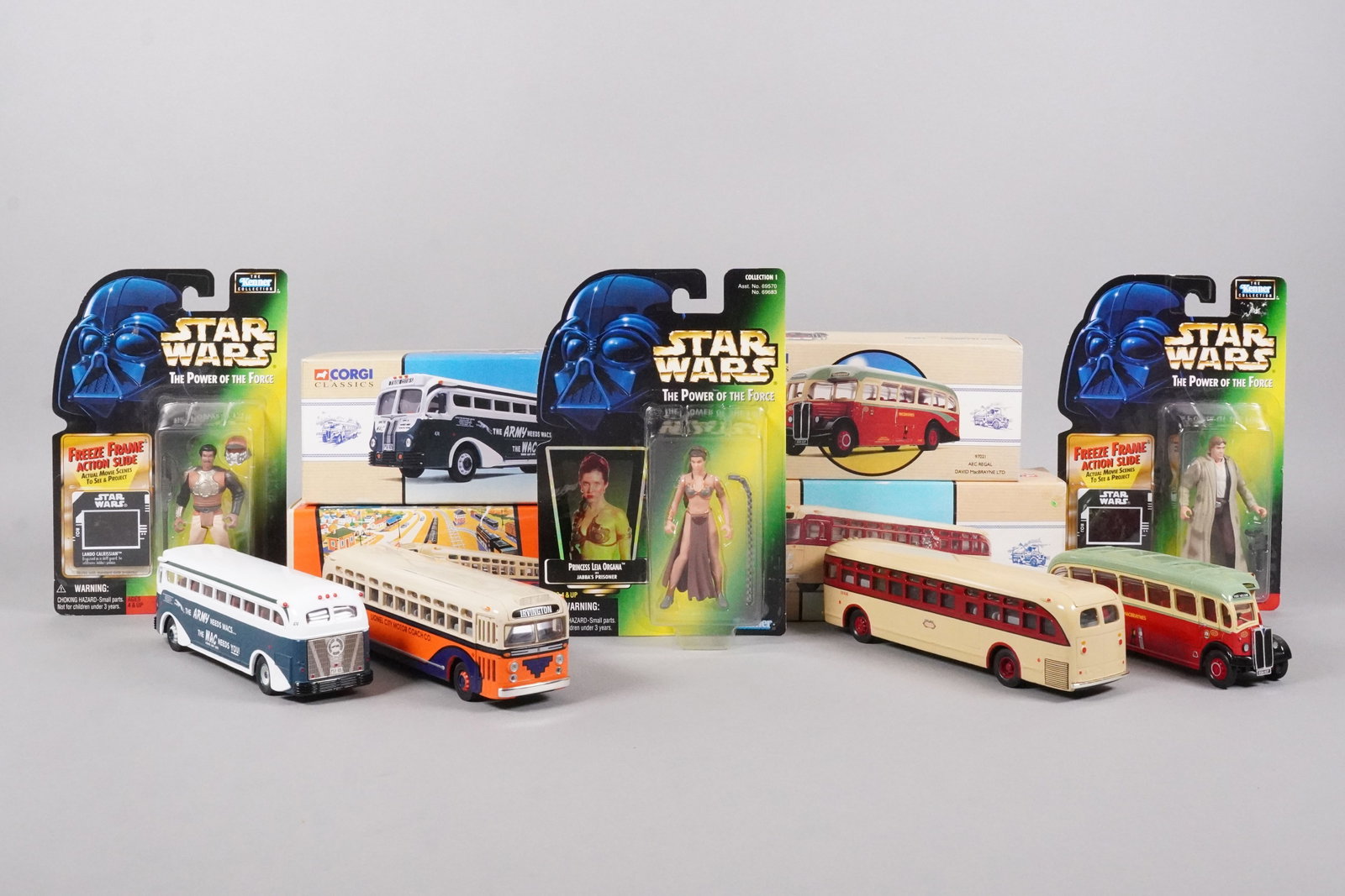 Lots Corgi bus and Star Wars figure: Lots Corgi bus and Star Wars figure.