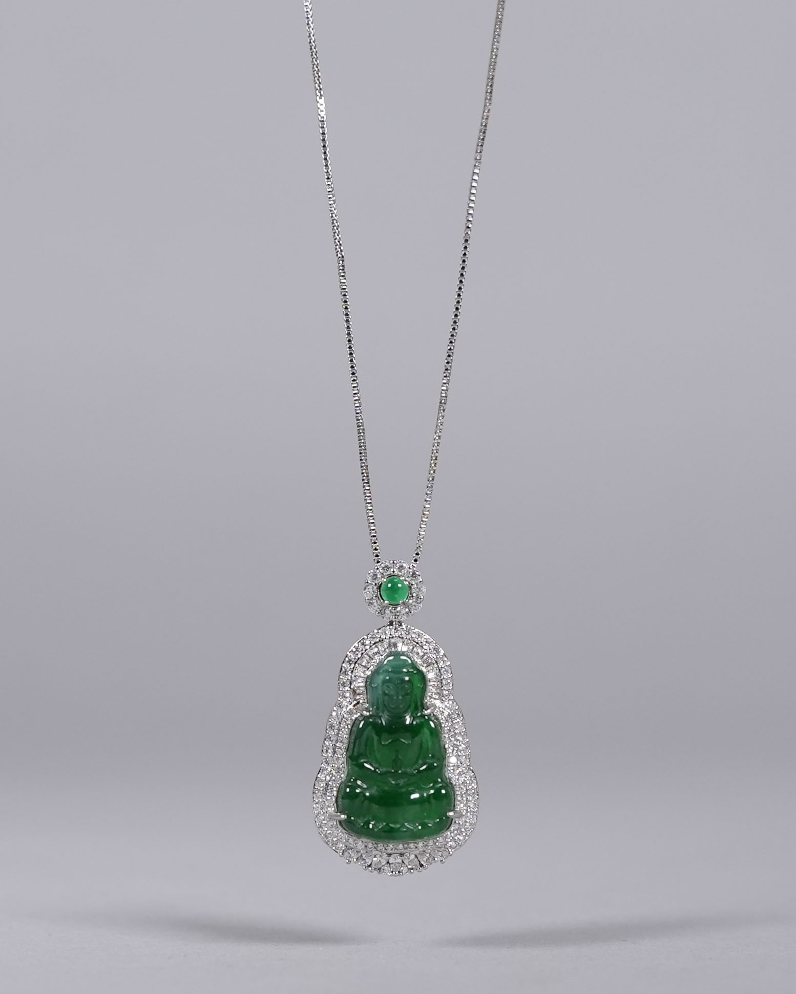 Chinese sterling apple green jadeite necklace (1 of 7)