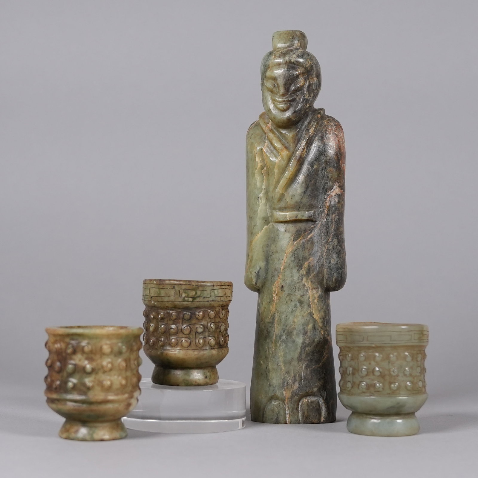 Lots Chinese stone carved items: Lots Chinese stone carved items. Largest H: 9.7" x W: 2.5."