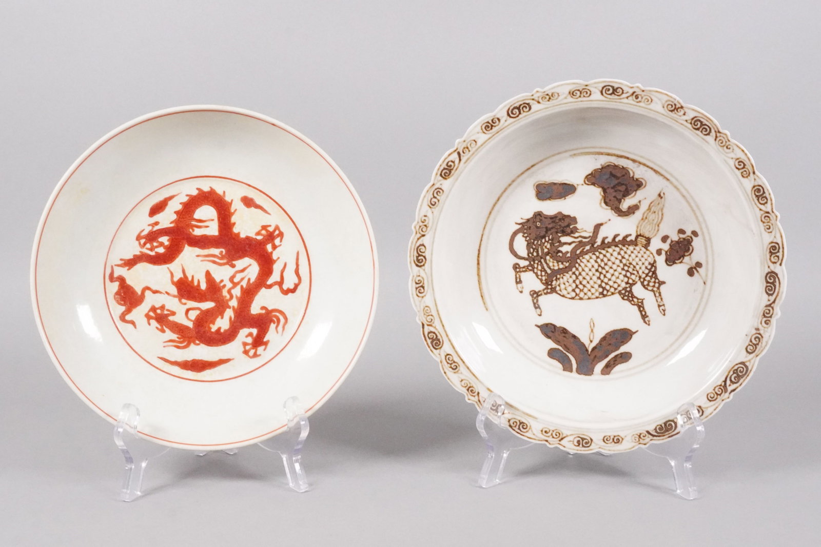 2 Chinese fine plates: 2 Chinese fine plates, largest H: 1.7" x W: 8.1."