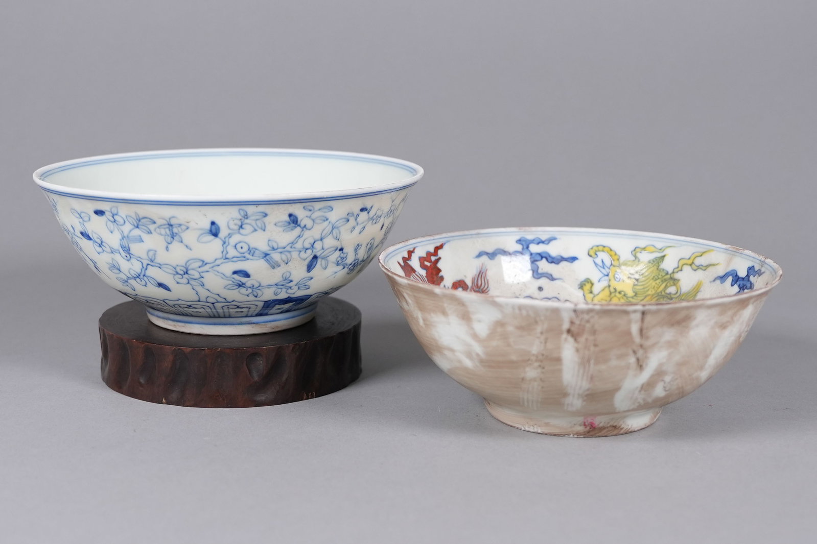 2 Chinese fine bowls: 2 Chinese fine bowls. Largest H: 2.9" x W: 7.5."