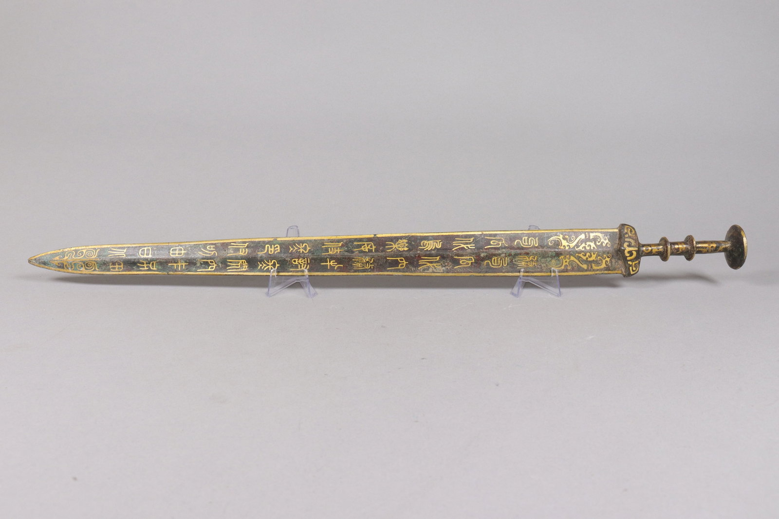 Chinese fine gilted bronze sword: Chinese fine gilted bronze sword. L: 24.5" x W: 2."