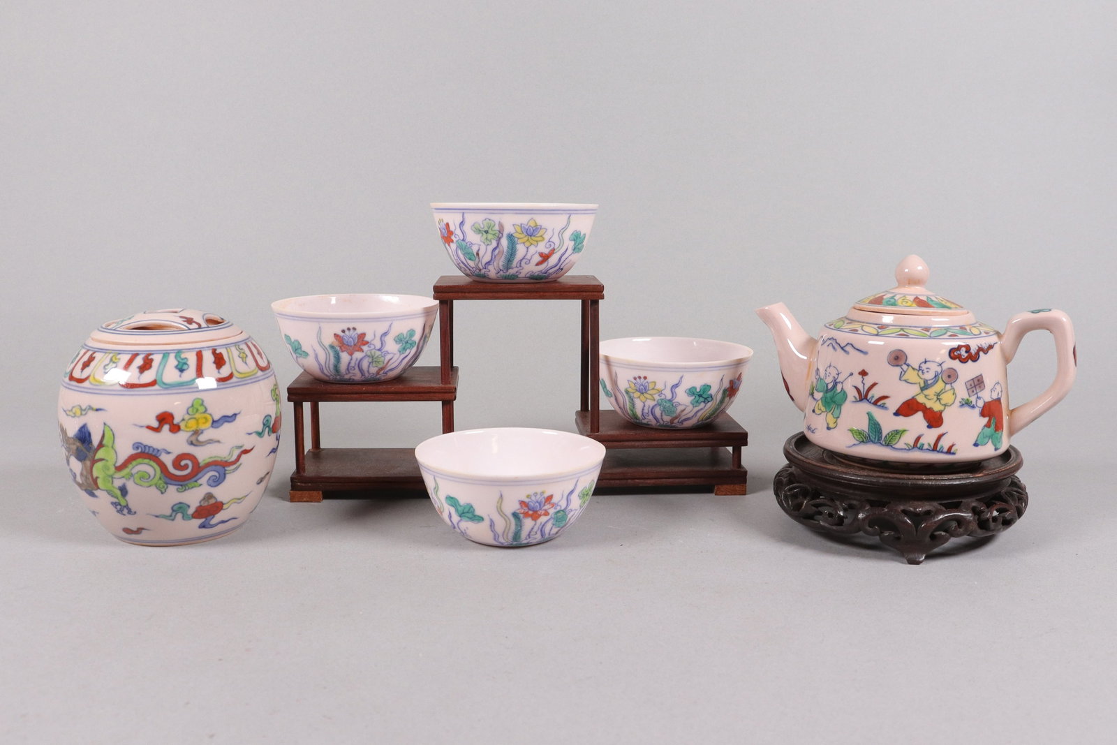 Lots Chinese fancy porcelains: Lots Chinese fancy porcelains, largest H: 3.9" x W: 4.1."