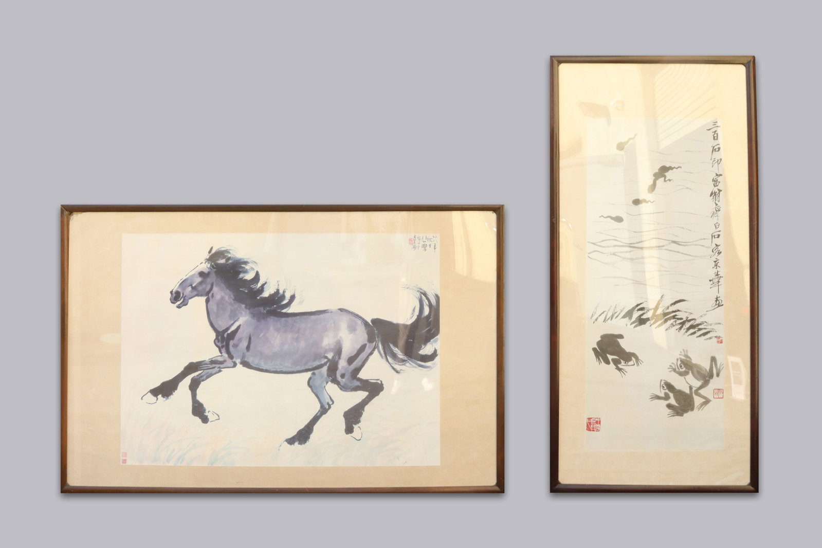 2 Chinese estate framed art: 2 Chinese estate framed art, largest H: 57" x W: 37.5."
