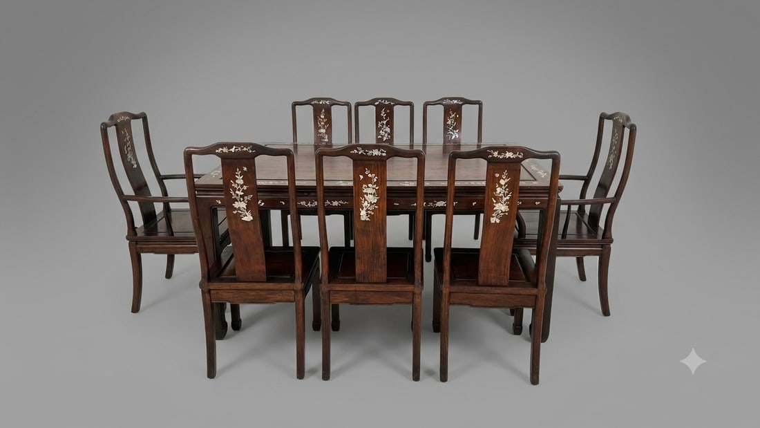 A set Chinese fine rosewood table and chairs (1 of 12)