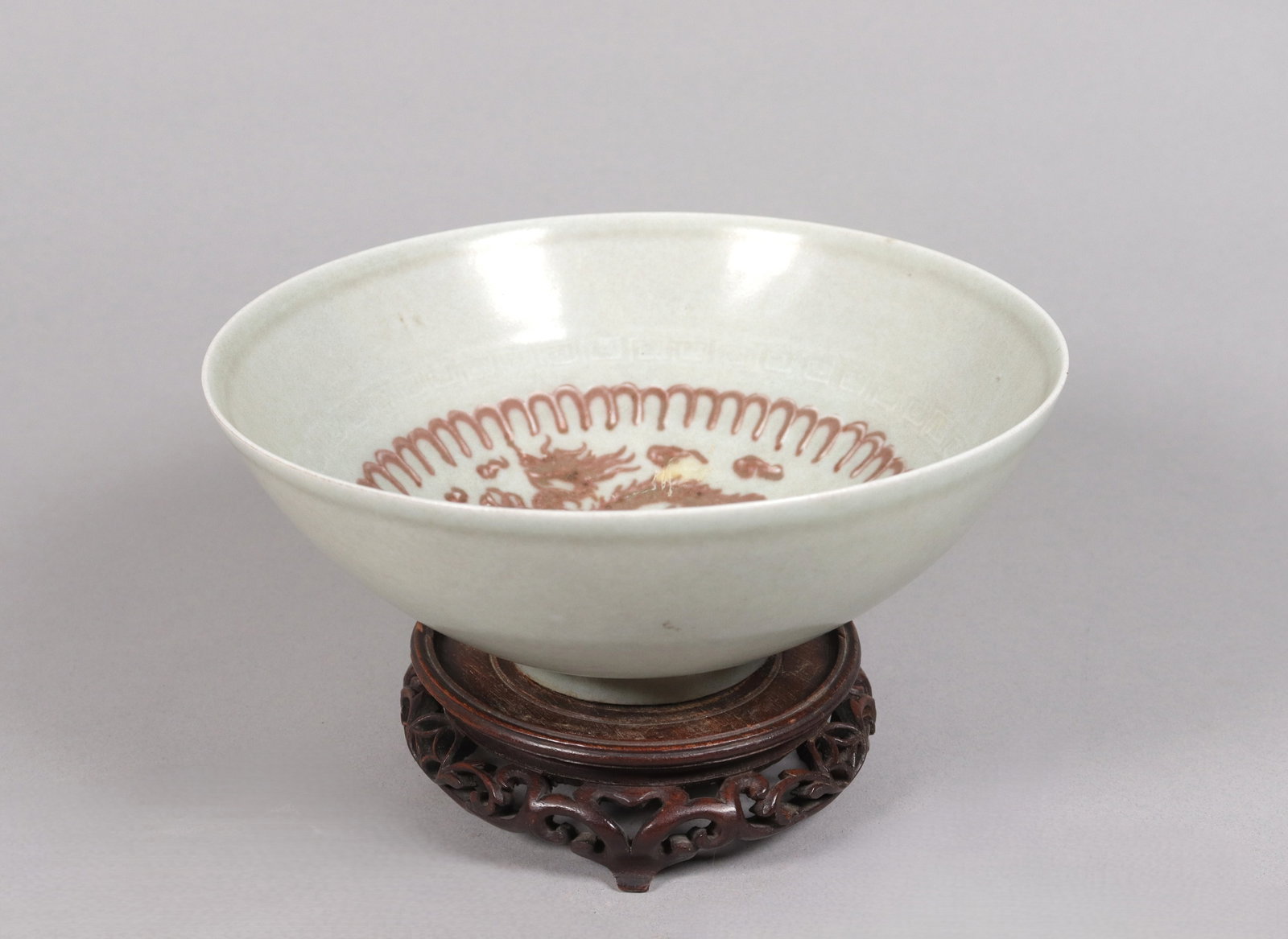 Chinese fine copper red bowl: Chinese fine copper red bowl. H: 3" x W: 7.6."