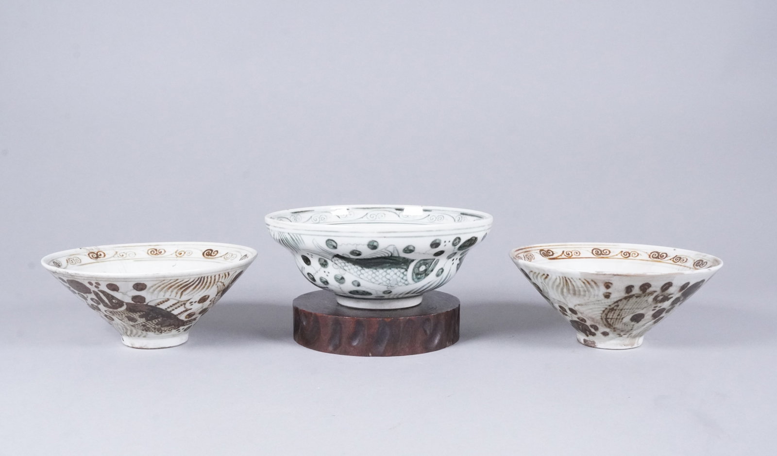 3 Chinese fine bowls: 3 Chinese fine bowls, largest H: 2.7" x W: 7."