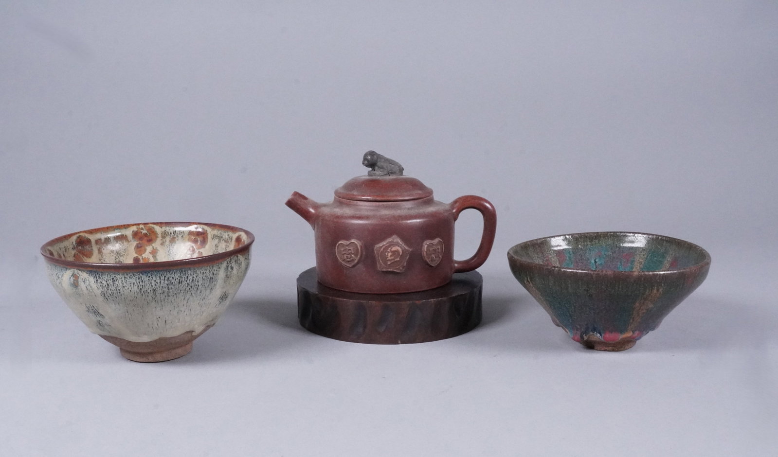 Lots Chinese tea items: Lots Chinese tea items. Largest H: 3" x W: 5.2."