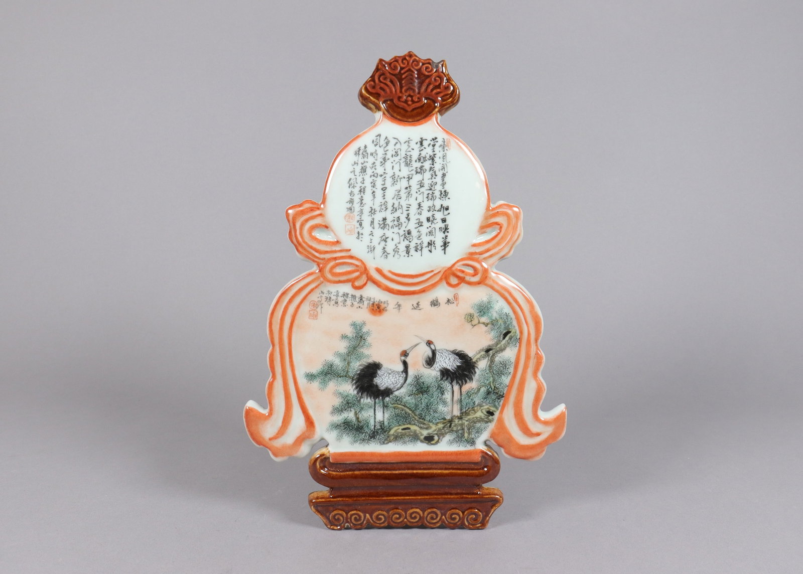 Chinese fine porcelain plaque: Chinese fine porcelain plaque. H: 13" x W: 9."