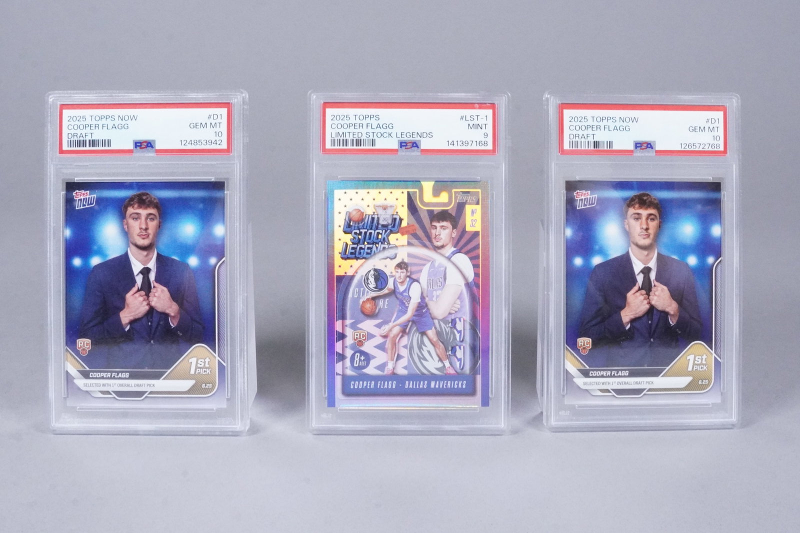 3 Cooper Flagg rookie cards PSA: 3 Cooper Flagg rookie cards, PSA graded.