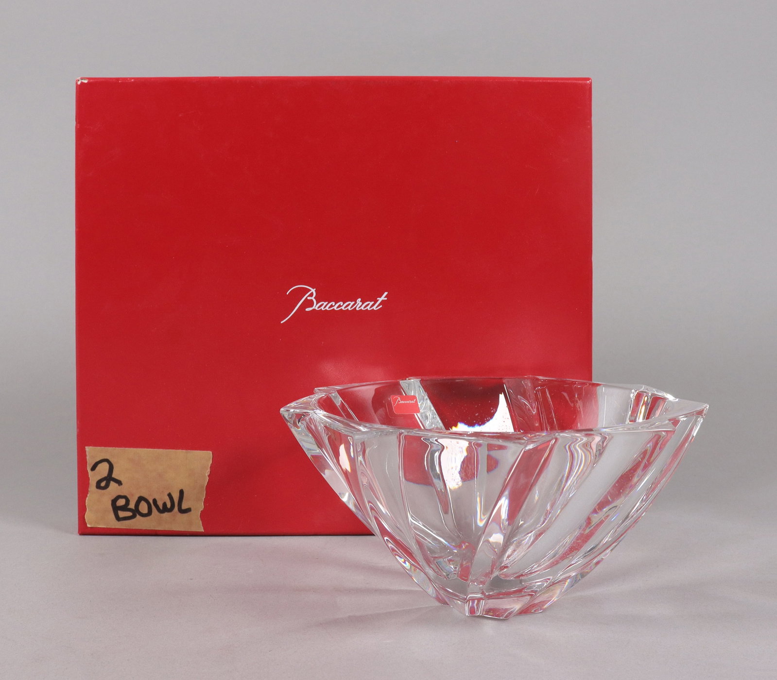 Baccarat large crystal bowl with box: Baccarat large crystal bowl with original box. H: 4" x W: 7.5."