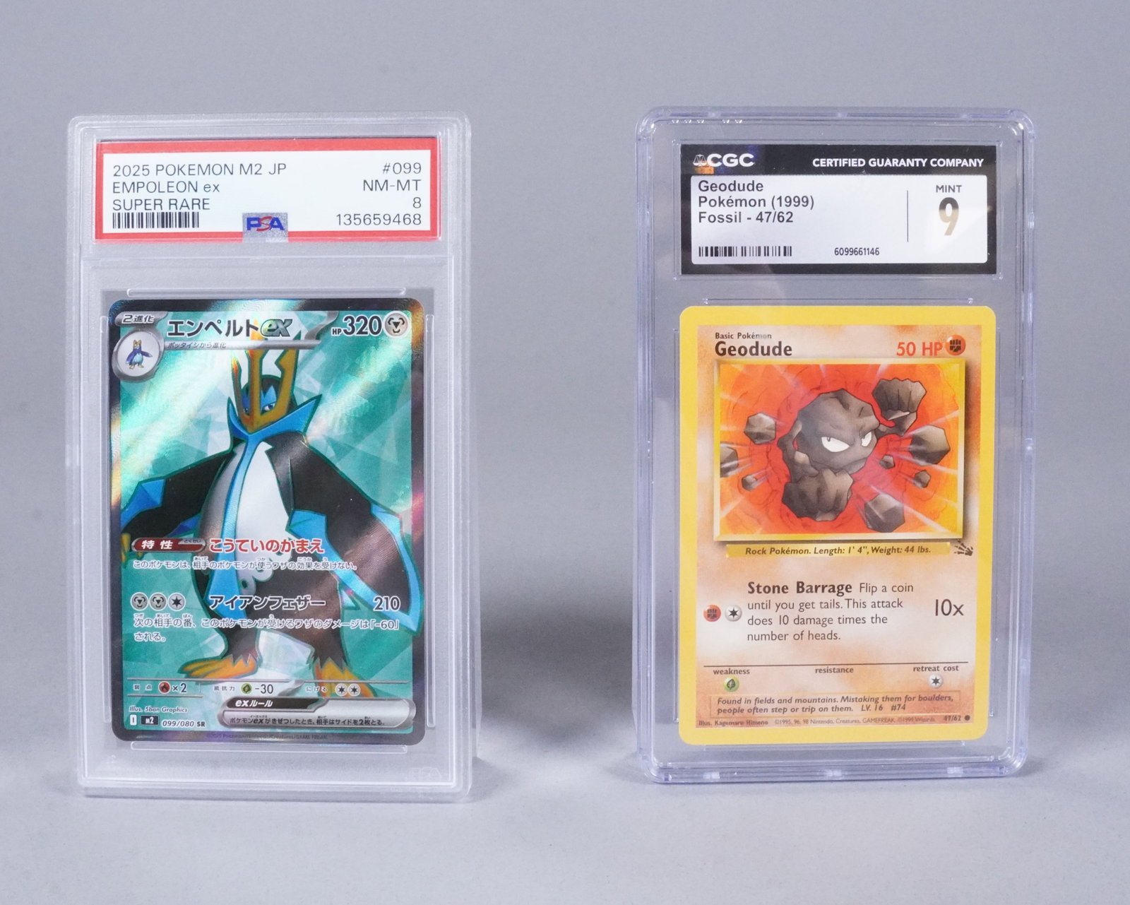 2 Pokemon cards graded: 2 Pokemon cards, PSA and CGC graded.