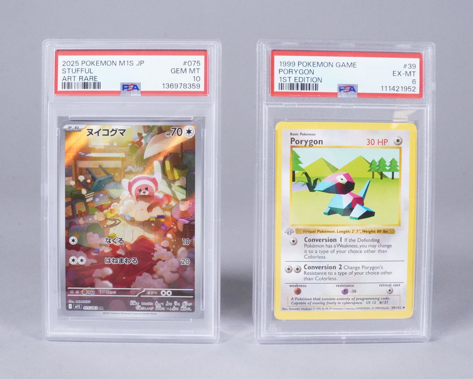 2 Pokemon cards PSA graded: 2 Pokemon cards, PSA graded.