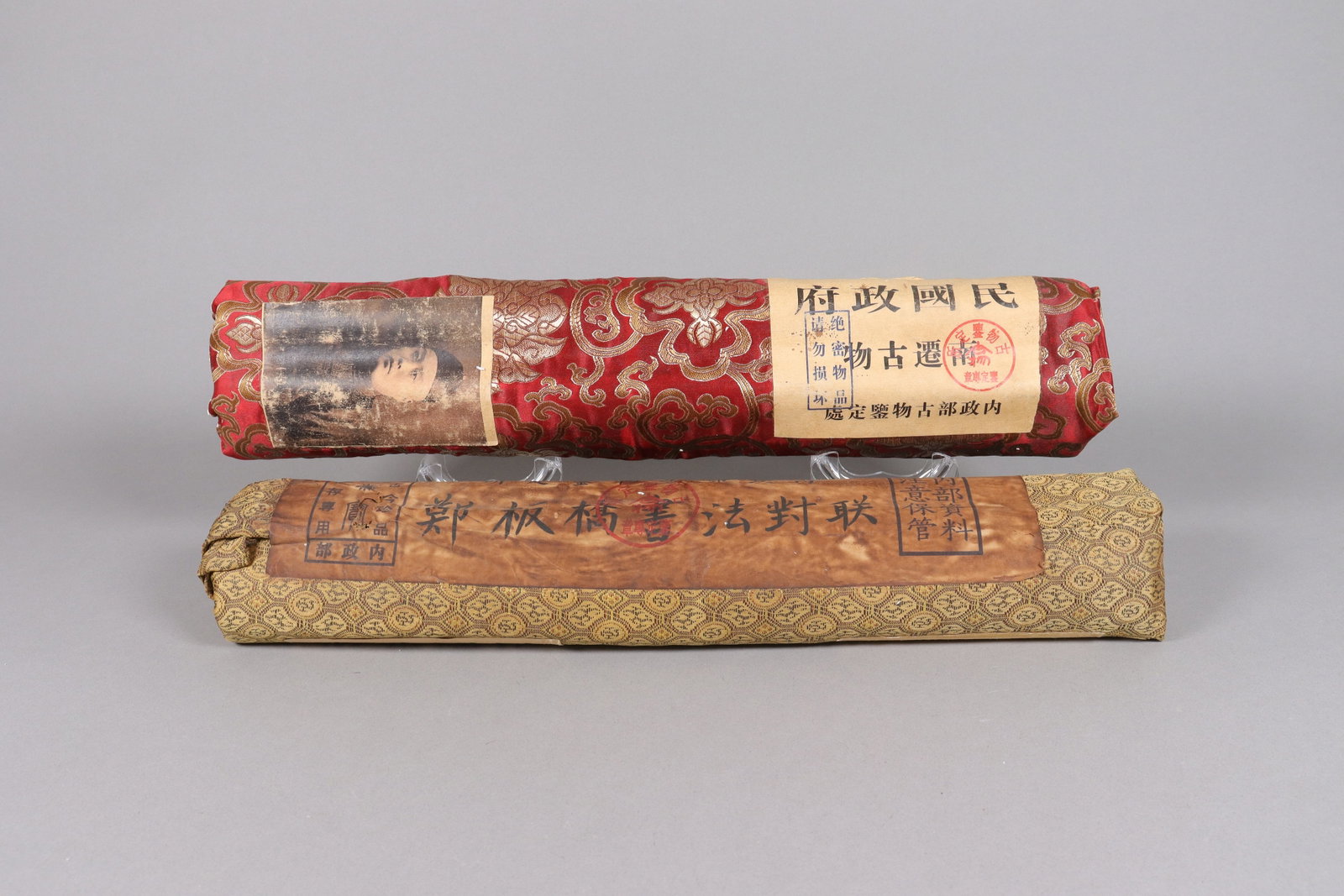Lots Chinese heavy scrolls sealed: Lots Chinese heavy scrolls sealed in silk cloth. From an estate.
