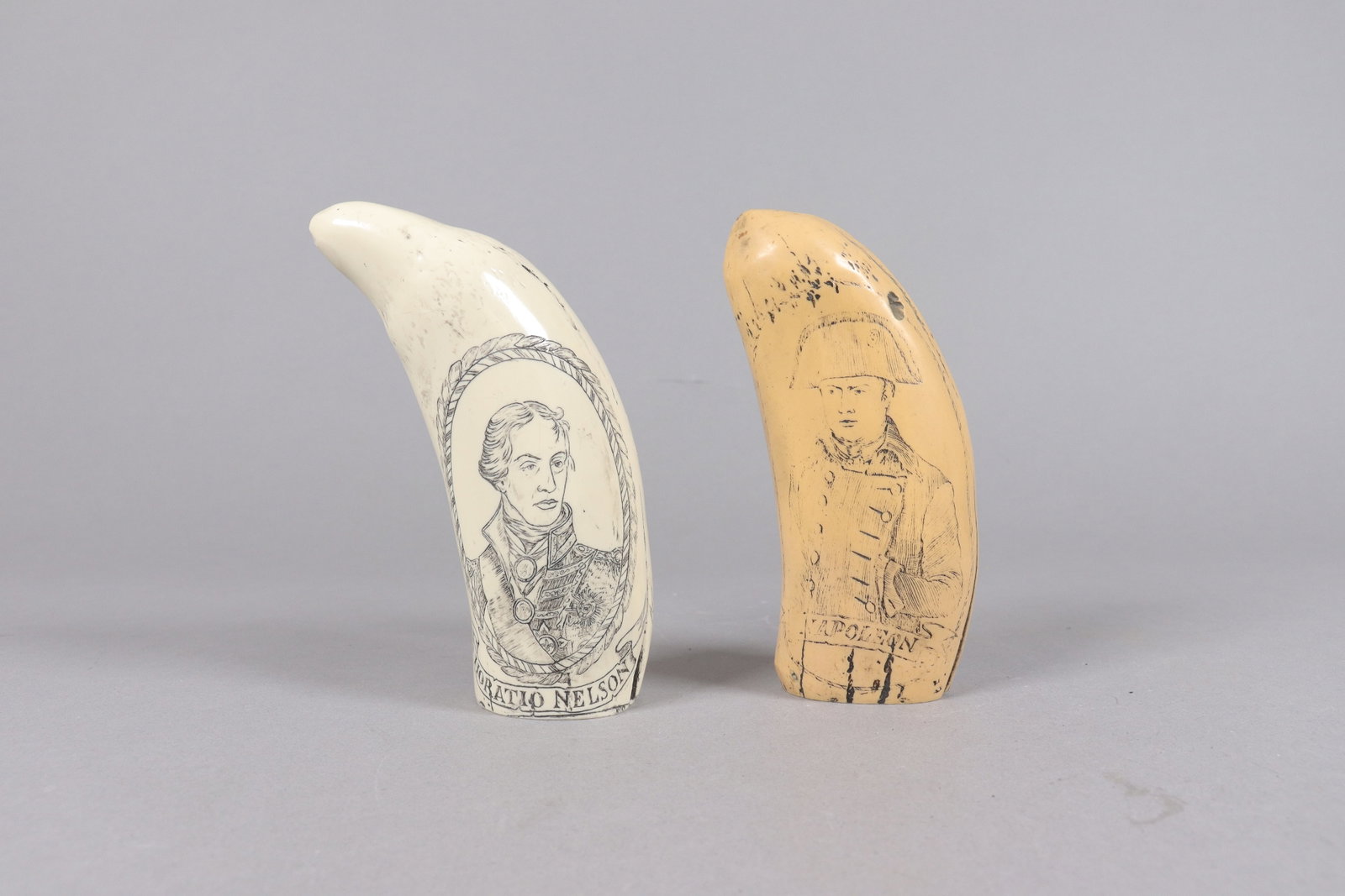 2 estate carved items ungraded: 2 estate carved item, ungraded. We do not guarantee its material, age, engraving and carvings. All sales are final, no return. Largest H: 6" x W: 2."