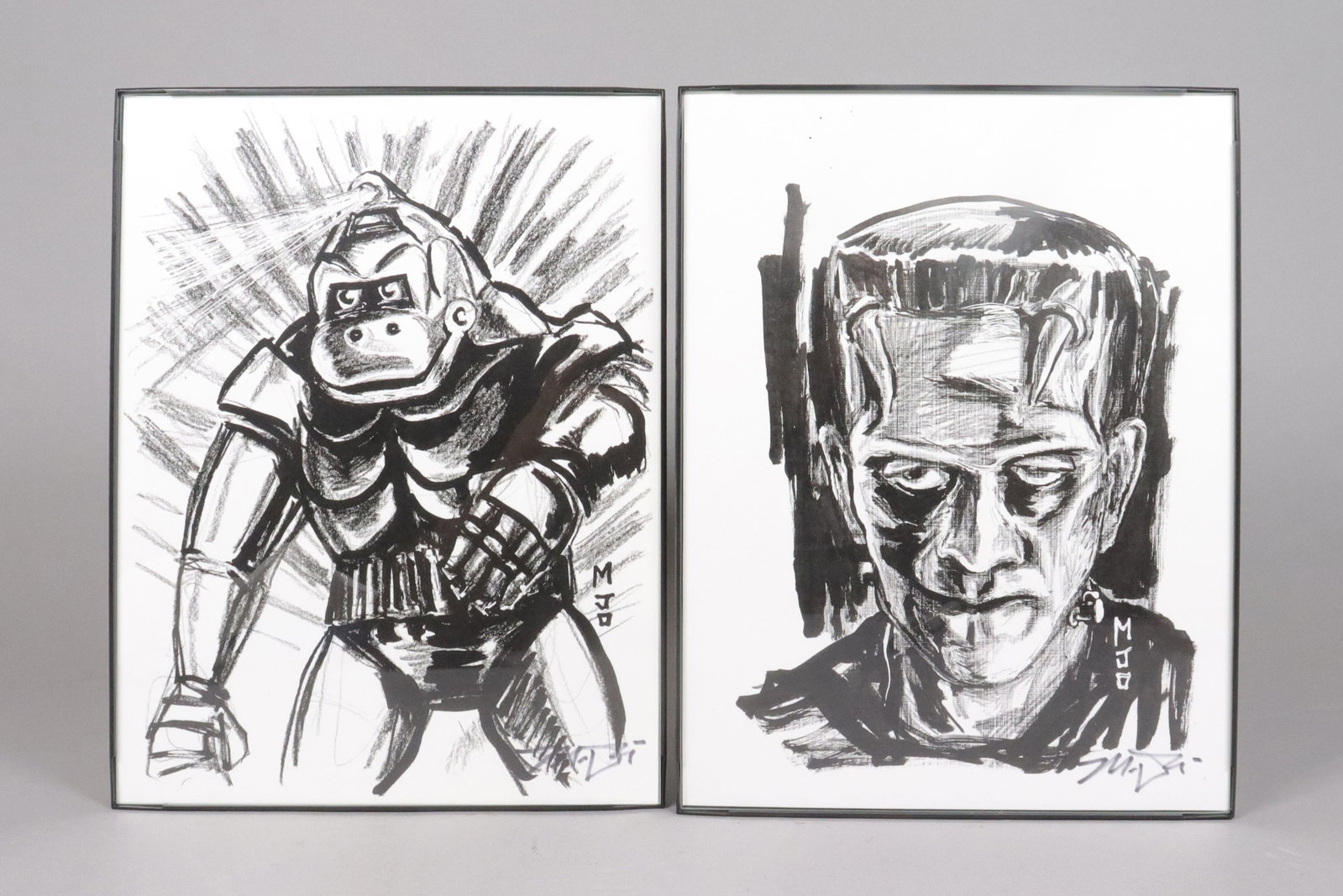 2 fine street art signed: 2 fine street art, from an estate. Largest H: 11.15" x W: 8.75."