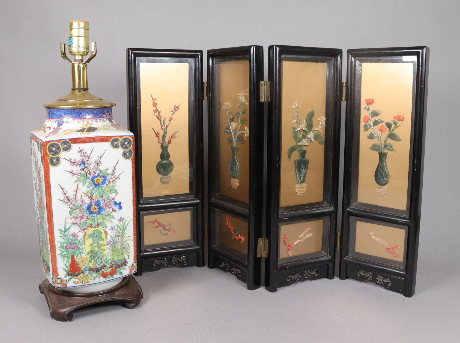 Lots Asian items: Lots Asian items, largest H: 19.5" x W: 5.75."
