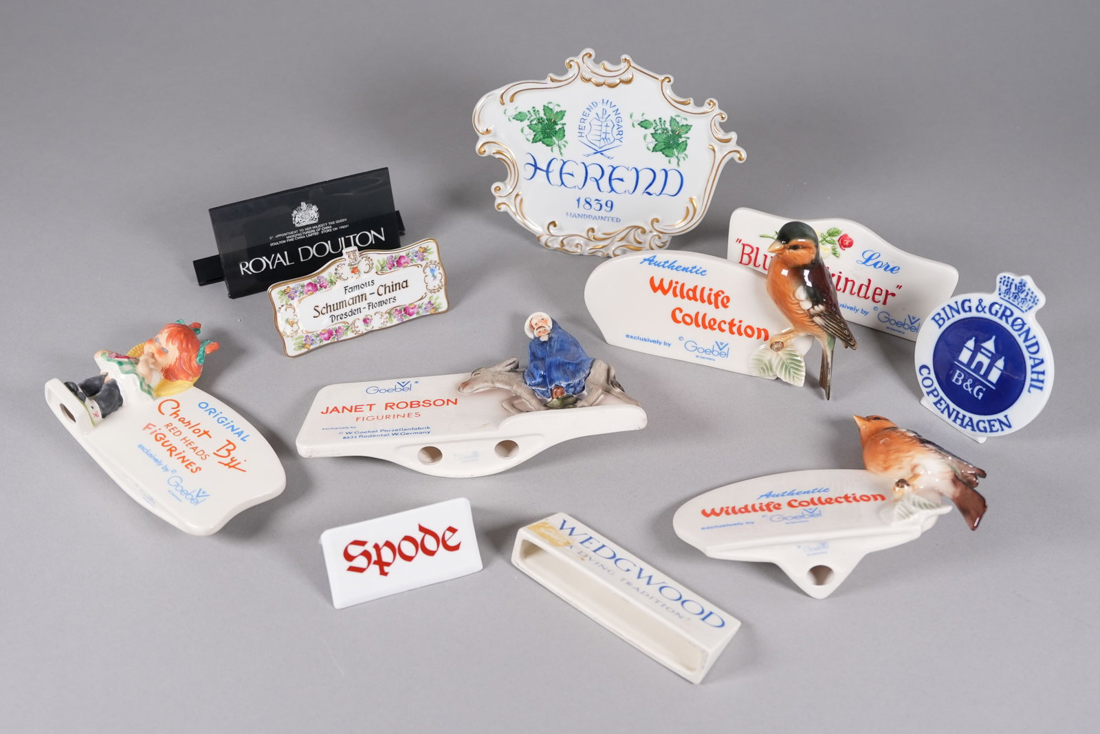 Lots vintage porcelain signs estate: Lots vintage porcelain signs, from an estate. Largest H: 5.3" x W: 7.5."
