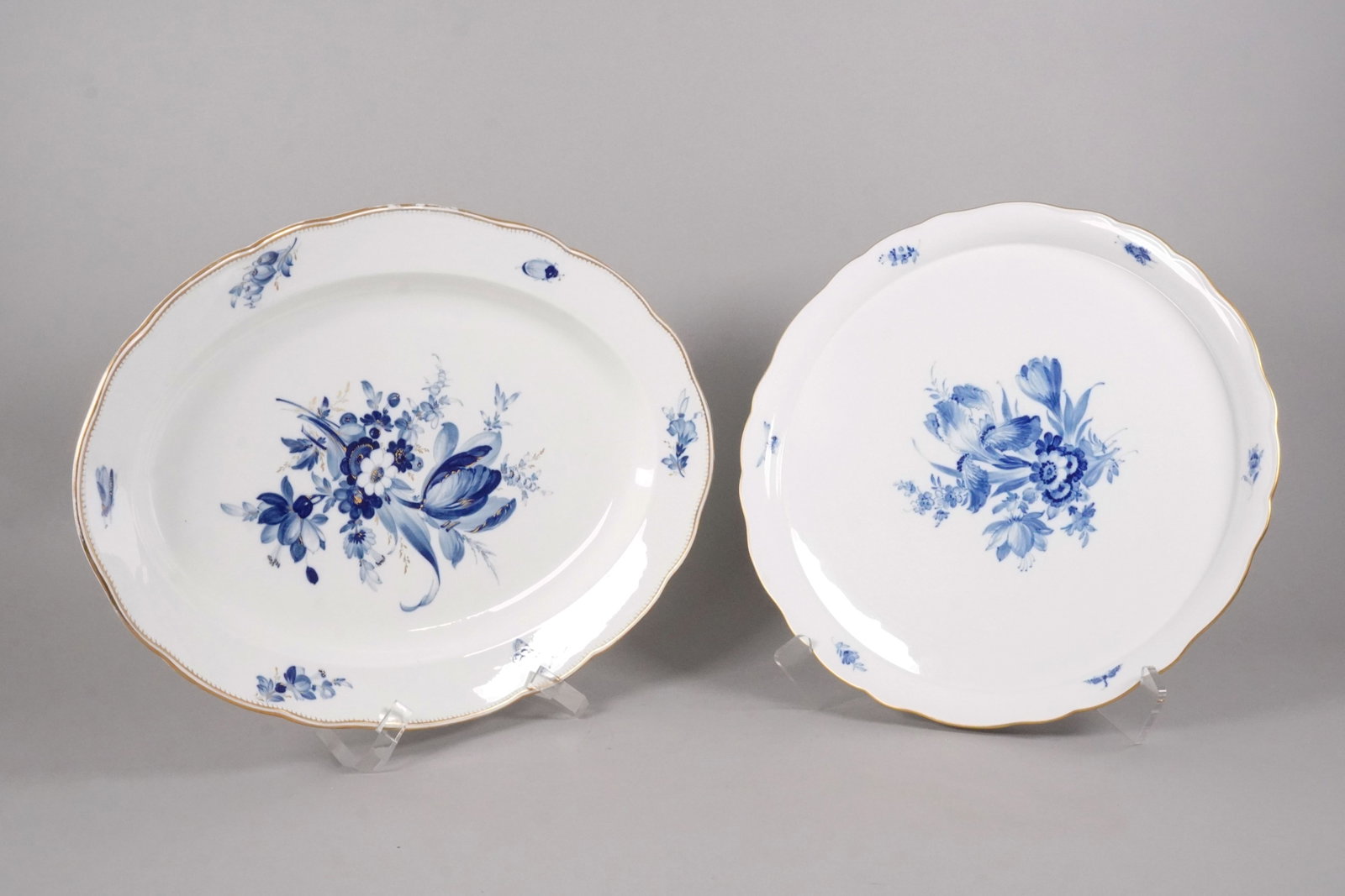 2 vintage Meissen large plate: 2 vintage Meissen large plate. Largest H: 2.1" x W: 19.5."