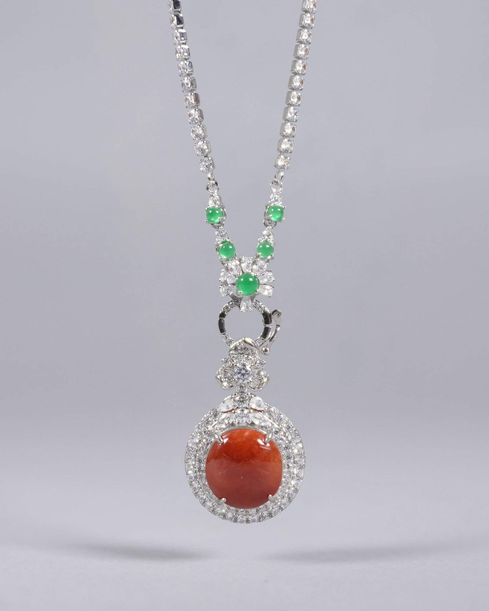 Sterling natural jadeite necklace: Sterling natural jadeite necklace.
