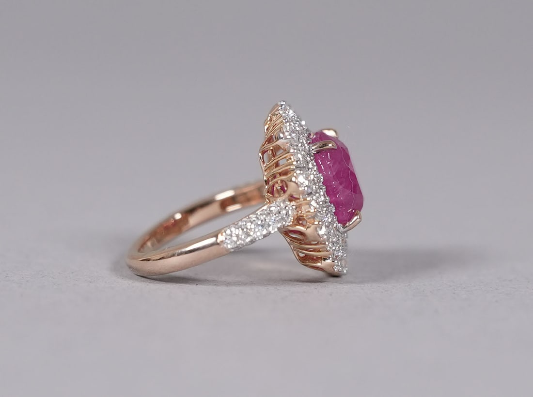 Platinum Burmse ruby diamond ring GIA - 3