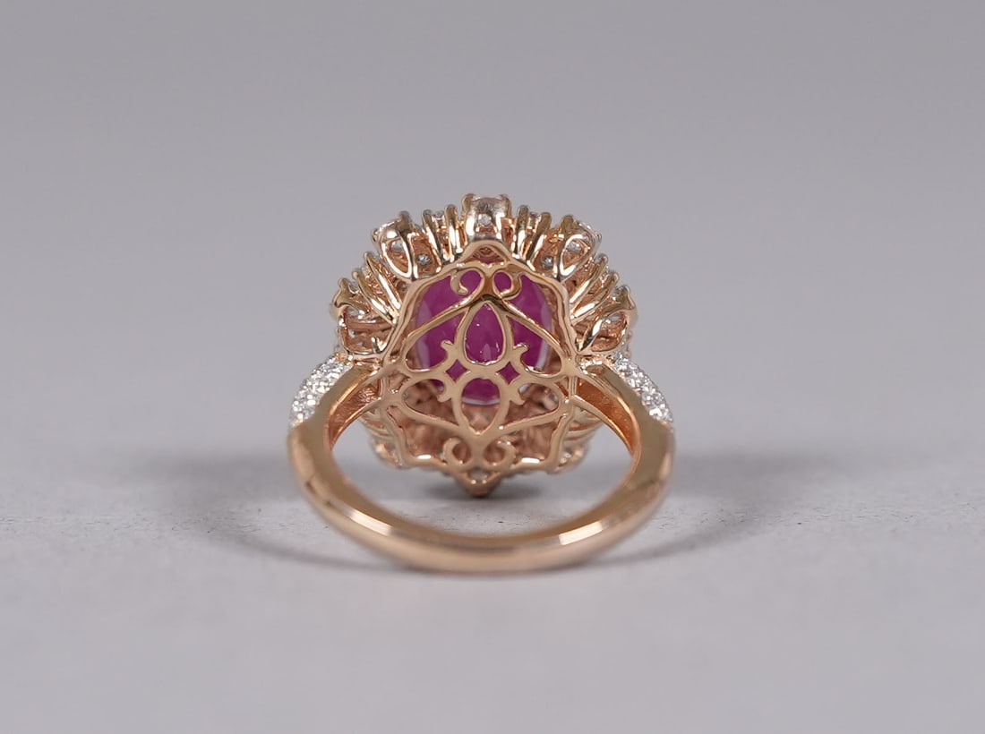 Platinum Burmse ruby diamond ring GIA - 4